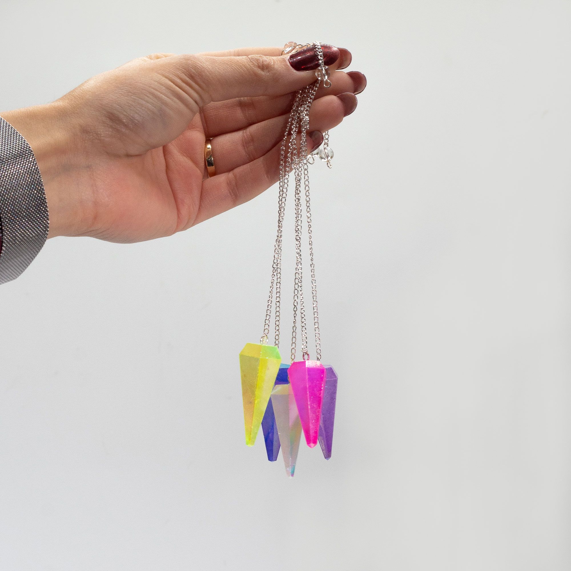 Six Sided Pendulum - Aurora Crystal Pink - 4cm