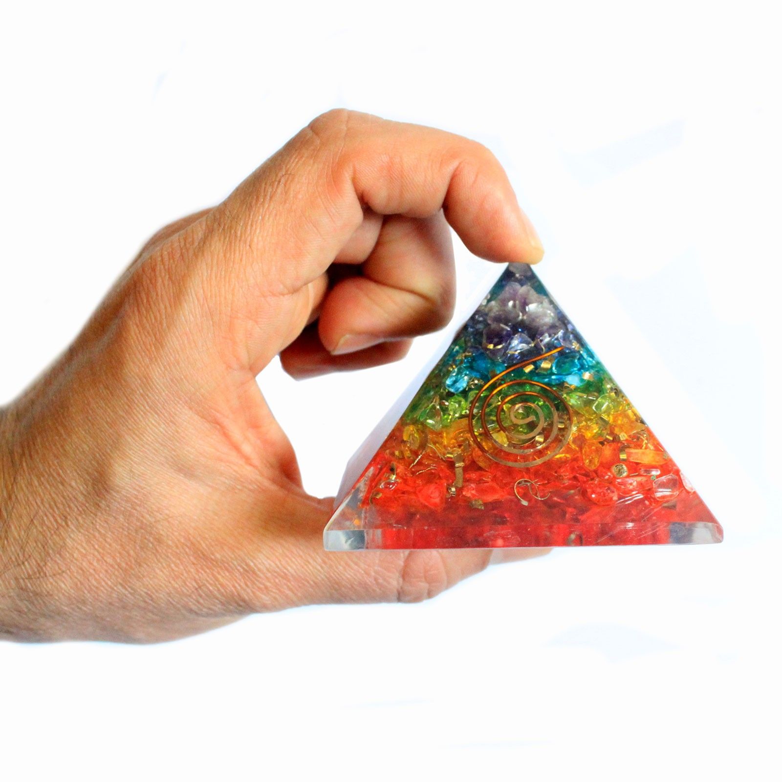 Lrg Orgonite Pyramid 70mm - Chakra Gemchips - Image 3