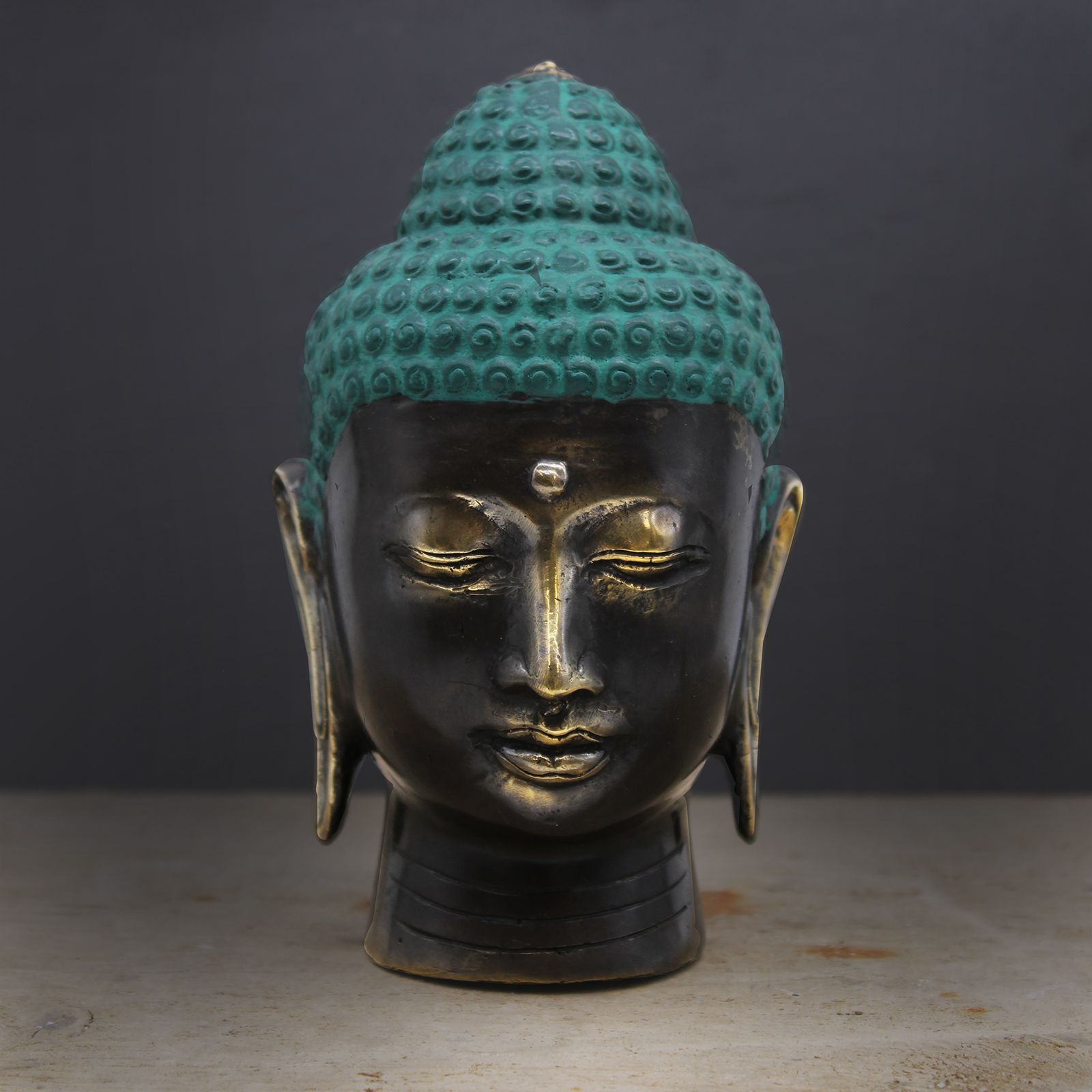 Large Antique Brass Buddha Head - Image 4