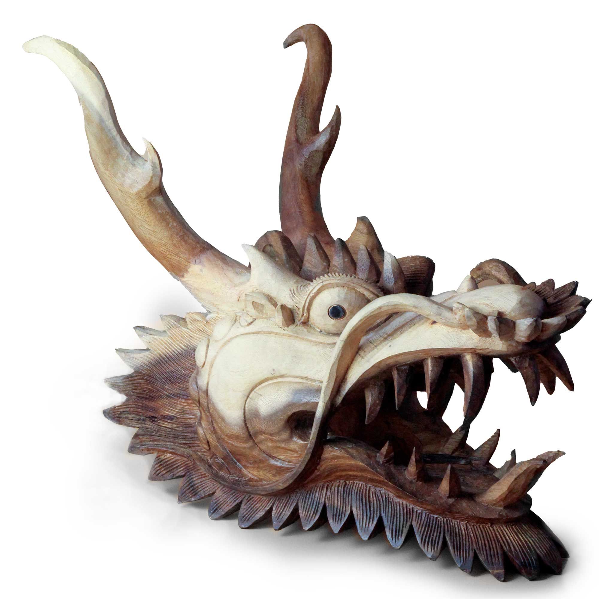 Live Size Dragon Head Carving - 30cm - Image 2