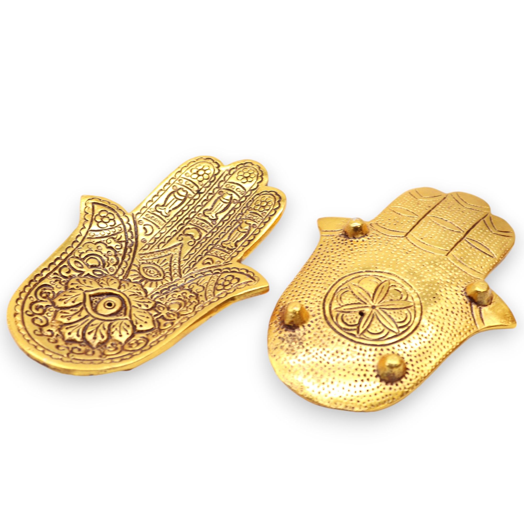 Gold Aluminium Small Hamsa Incense Holder - Image 4