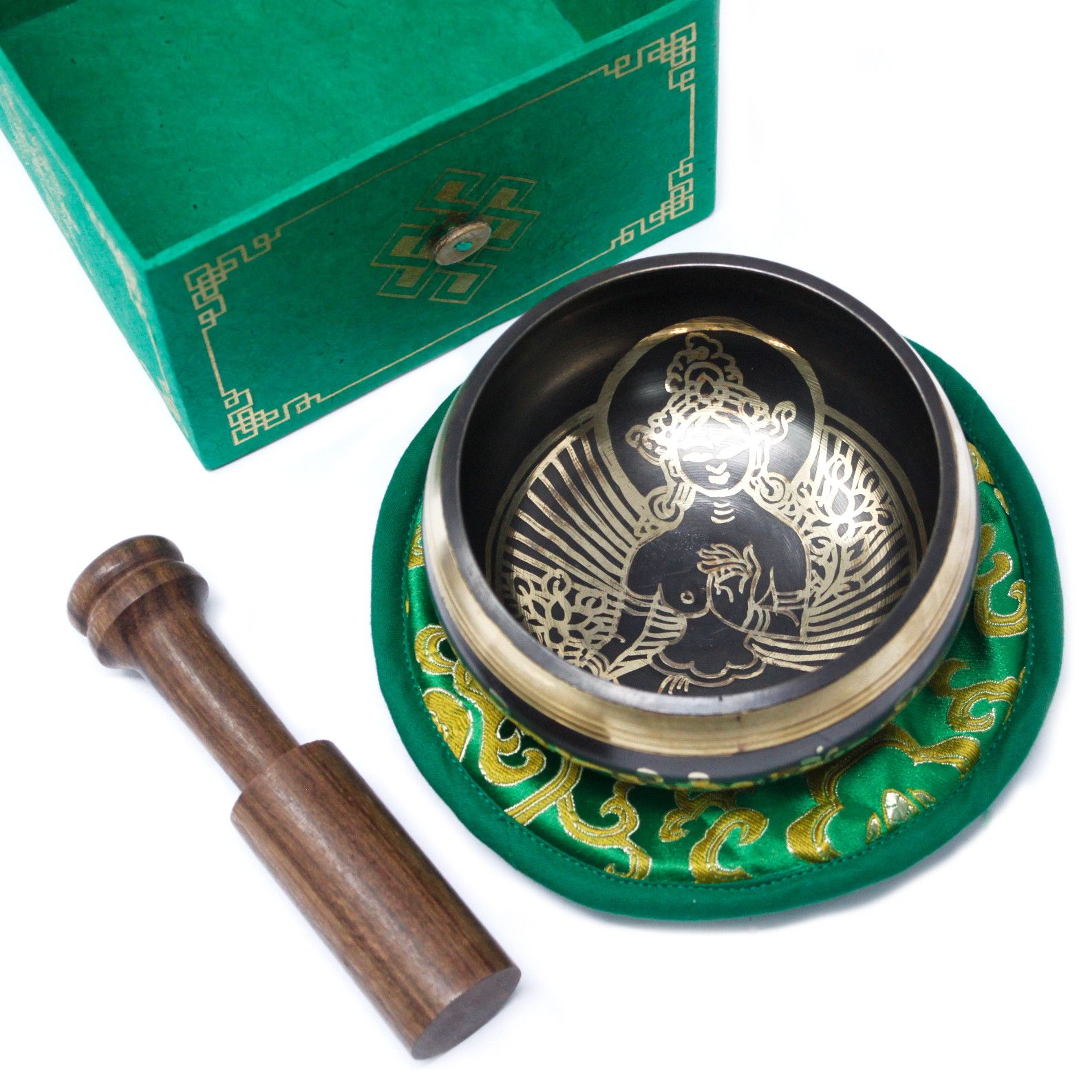 Green Tara Singing Bowl Set 10cm (min 380gm) - Image 2