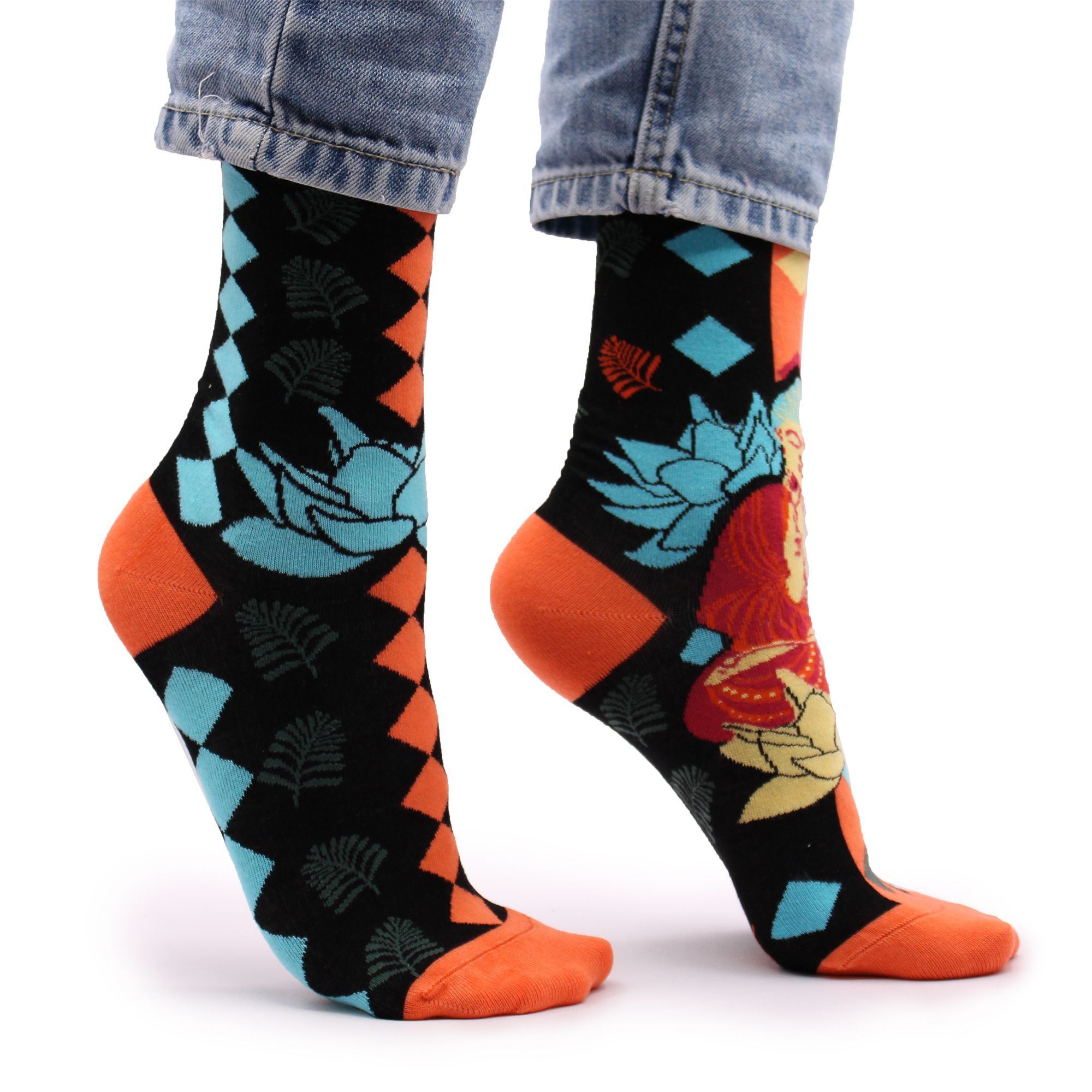 Hop Hare Bamboo Socks S/M - Blue Buddha & Lotus - Image 7