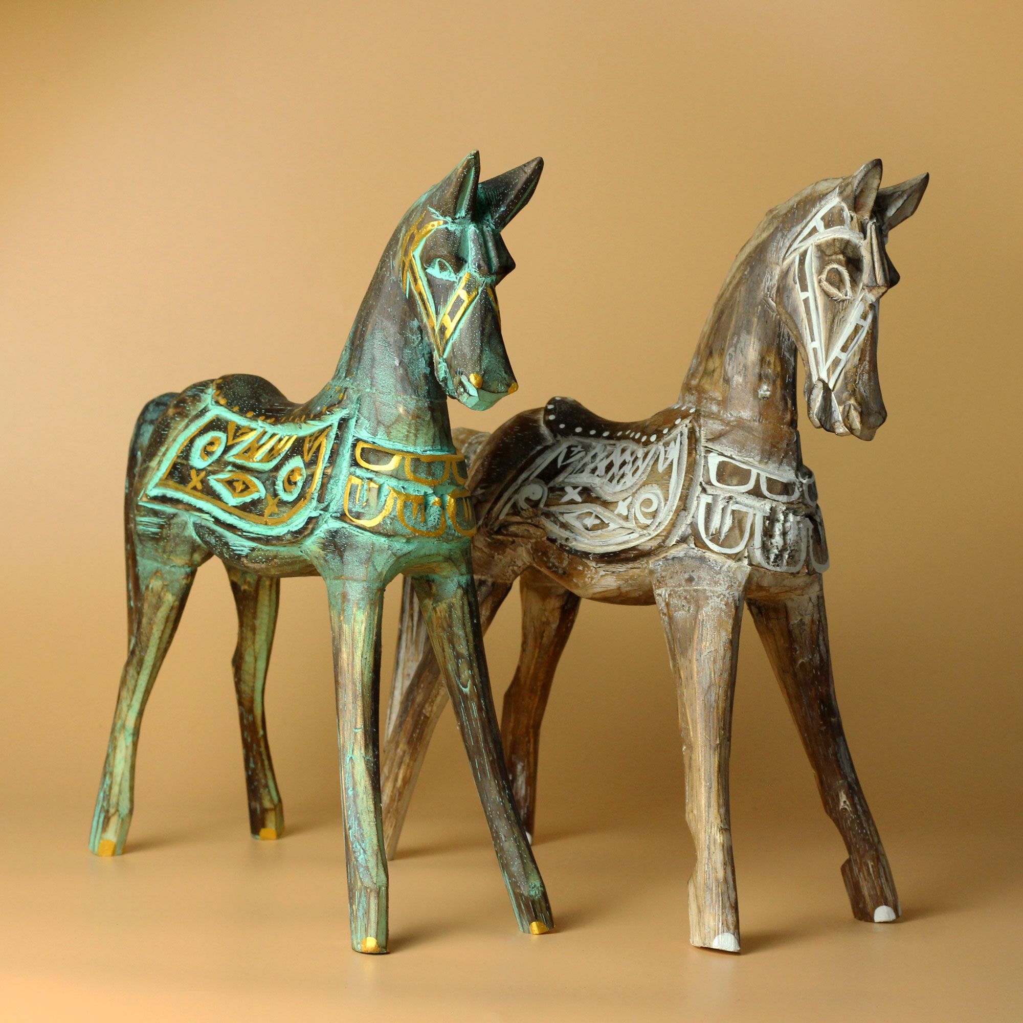 Large Gold & Turquoise Horse 32 cm - Image 3
