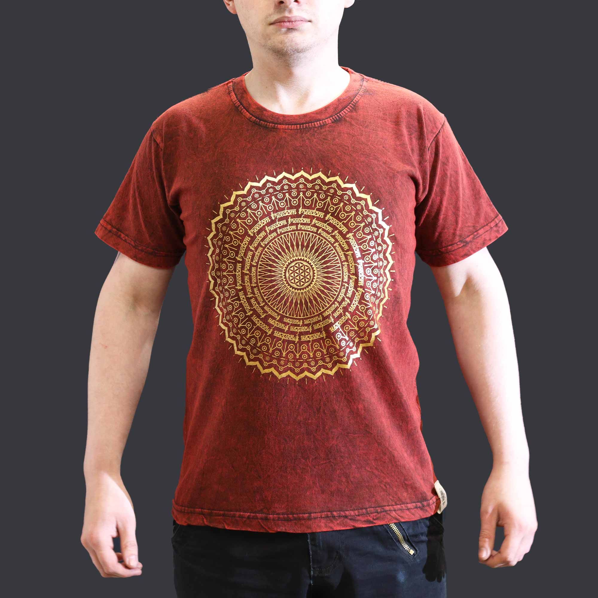 Small Stone Washed T-Shirt - Mandala - Maroon - Image 4
