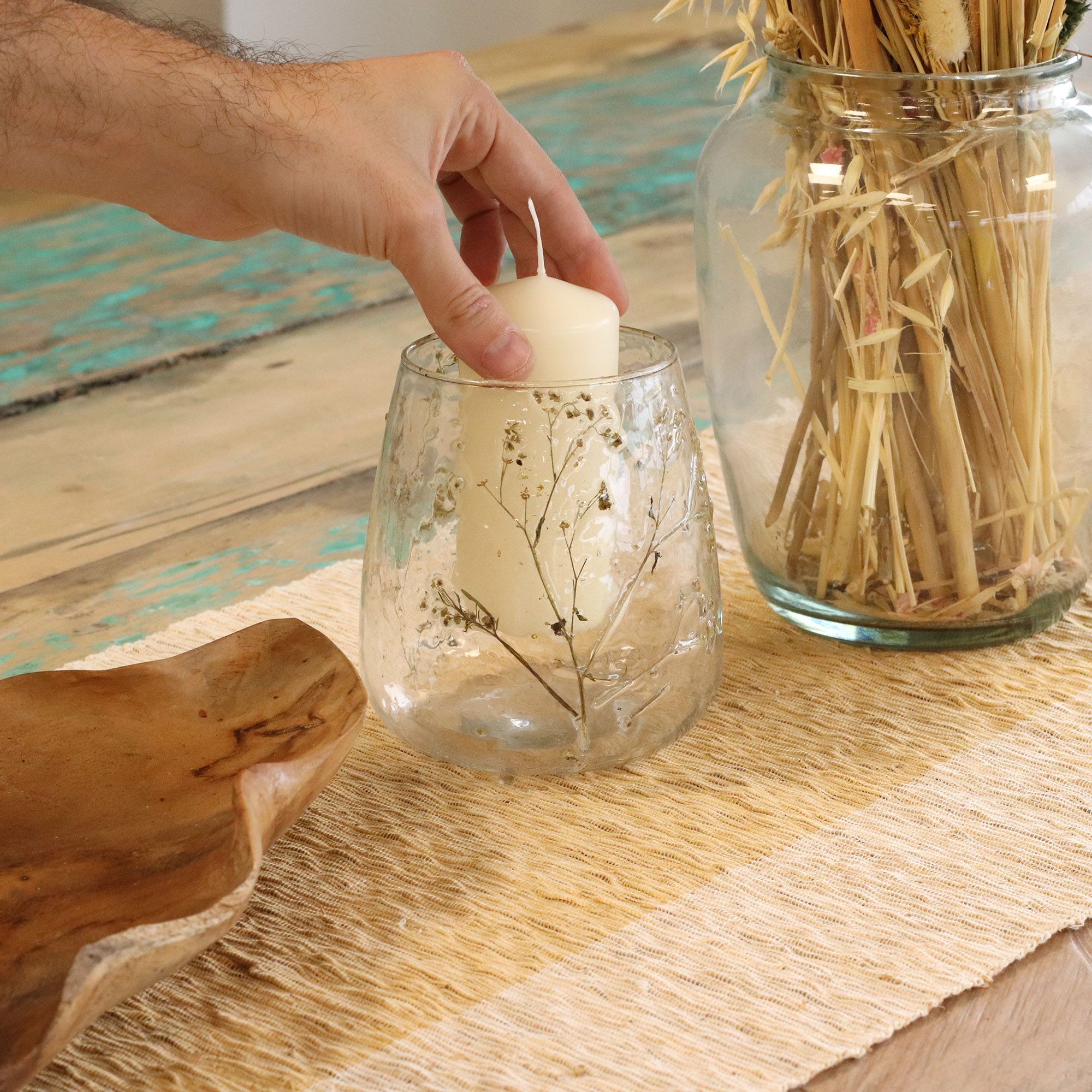 Natural Floral Glass - Vase Candle Holder - Margarita - (12x11cm) - Image 4