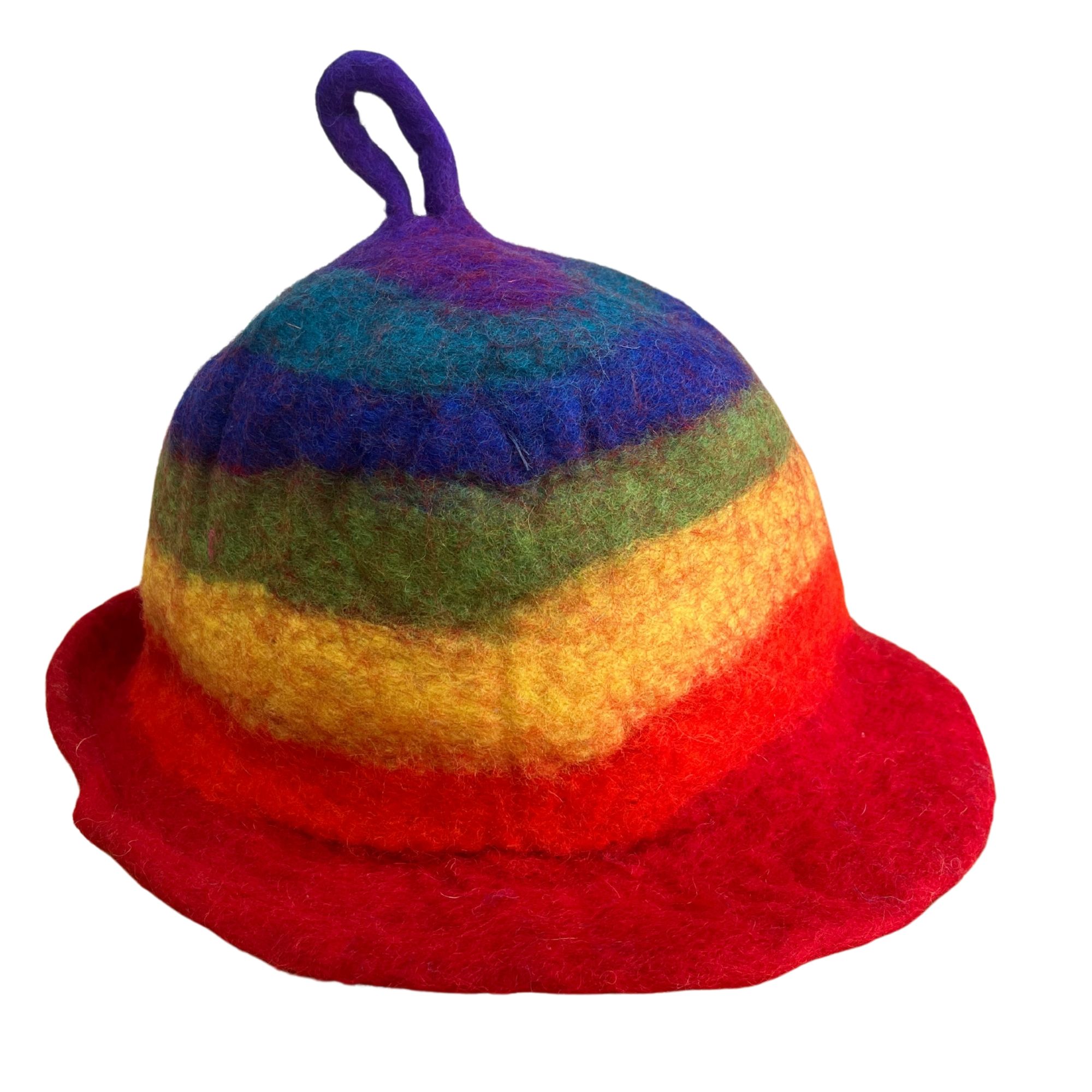 Felted Sauna Bowl Hat - Rainbow - Image 3