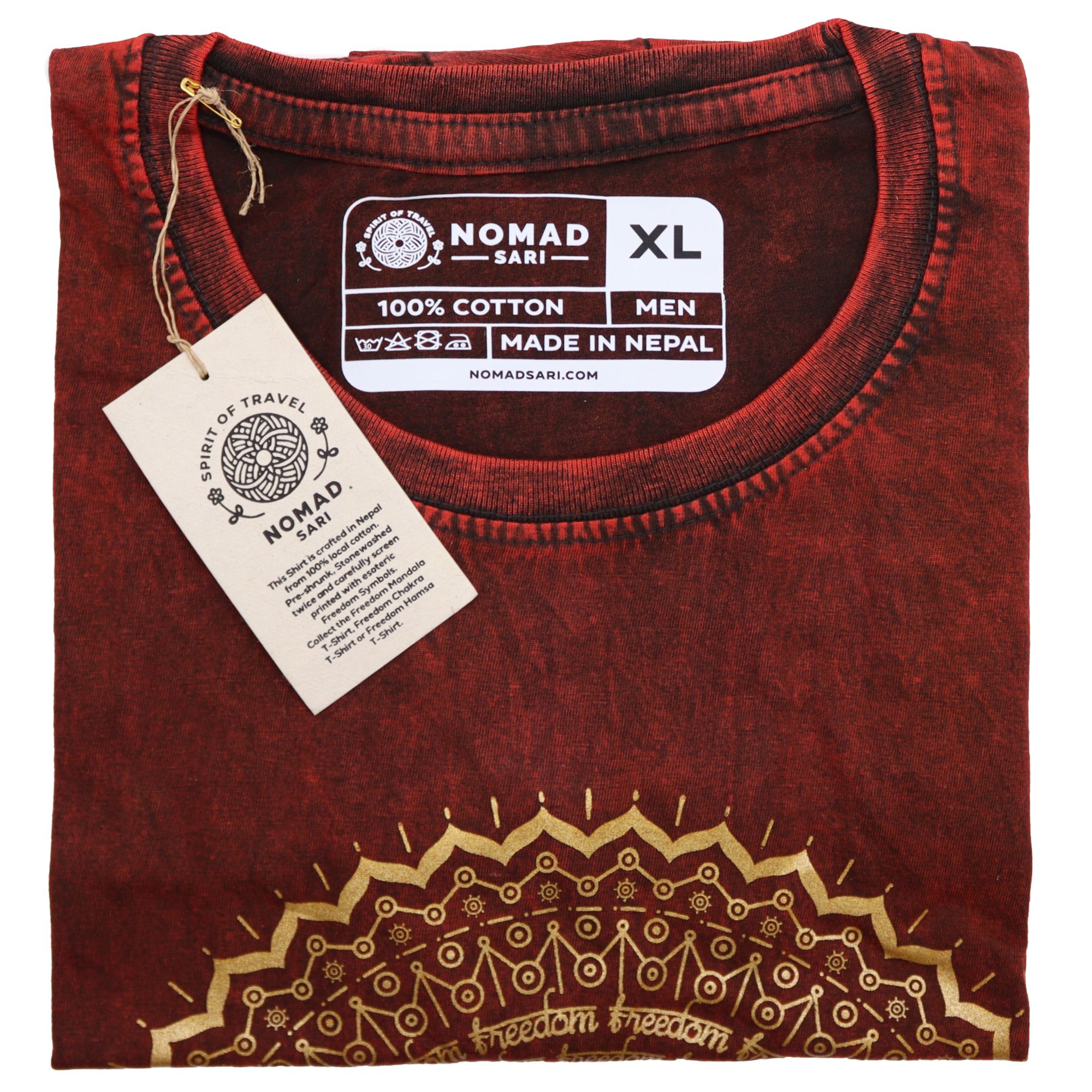 XLarge Stone Washed T-Shirt - Hamsa - Maroon - Image 2