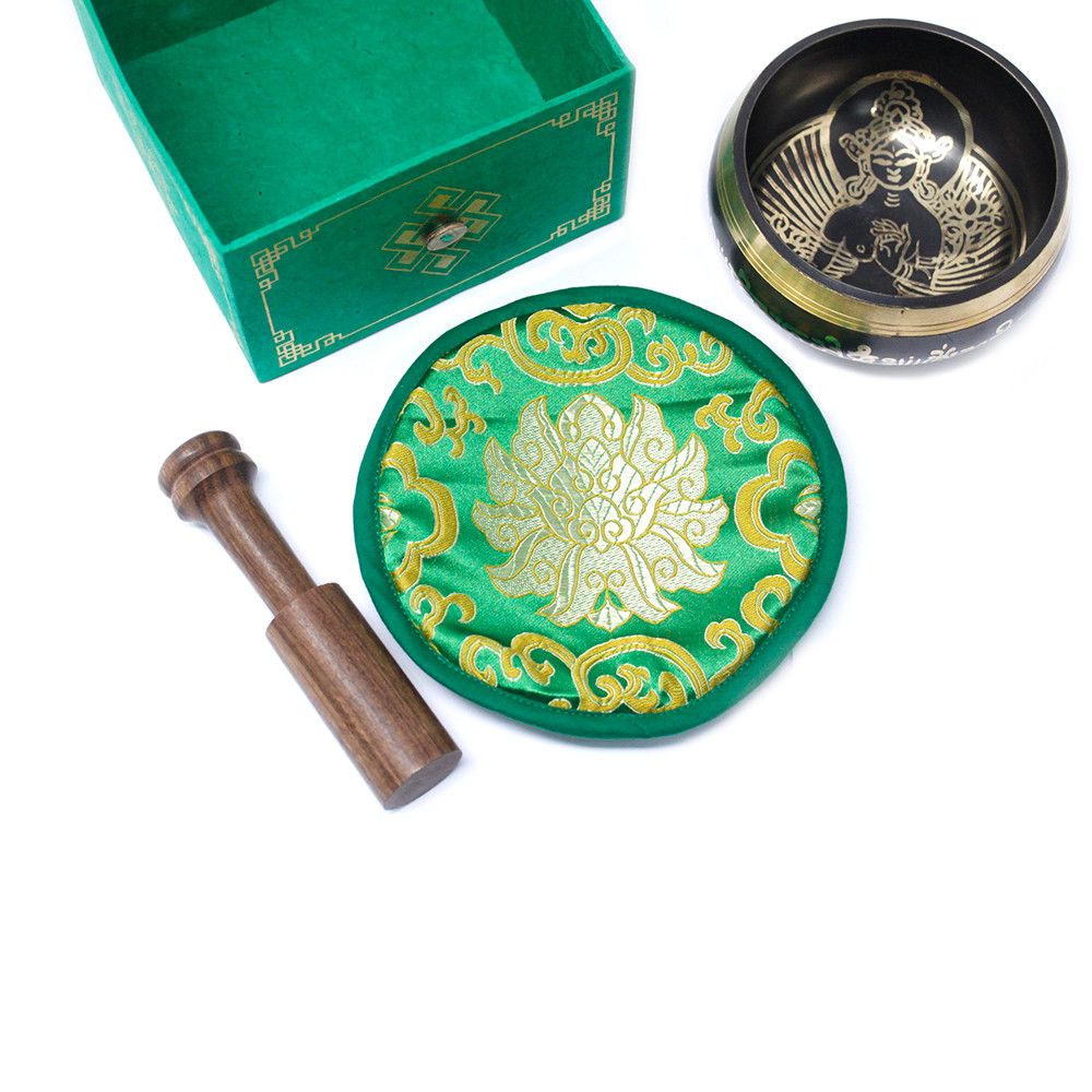 Green Tara Singing Bowl Set 10cm (min 380gm) - Image 3