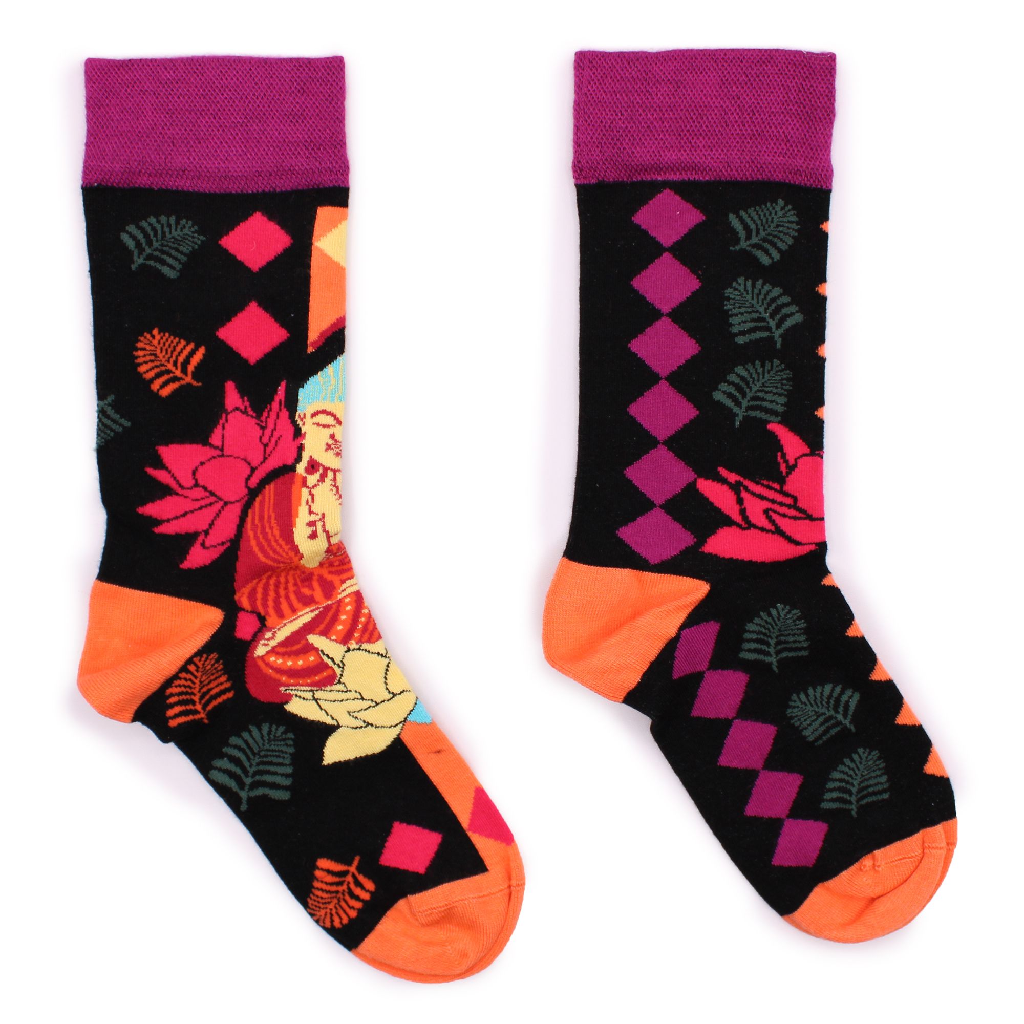 Hop Hare Bamboo Socks M/L - Pink Buddha & Lotus - Image 2