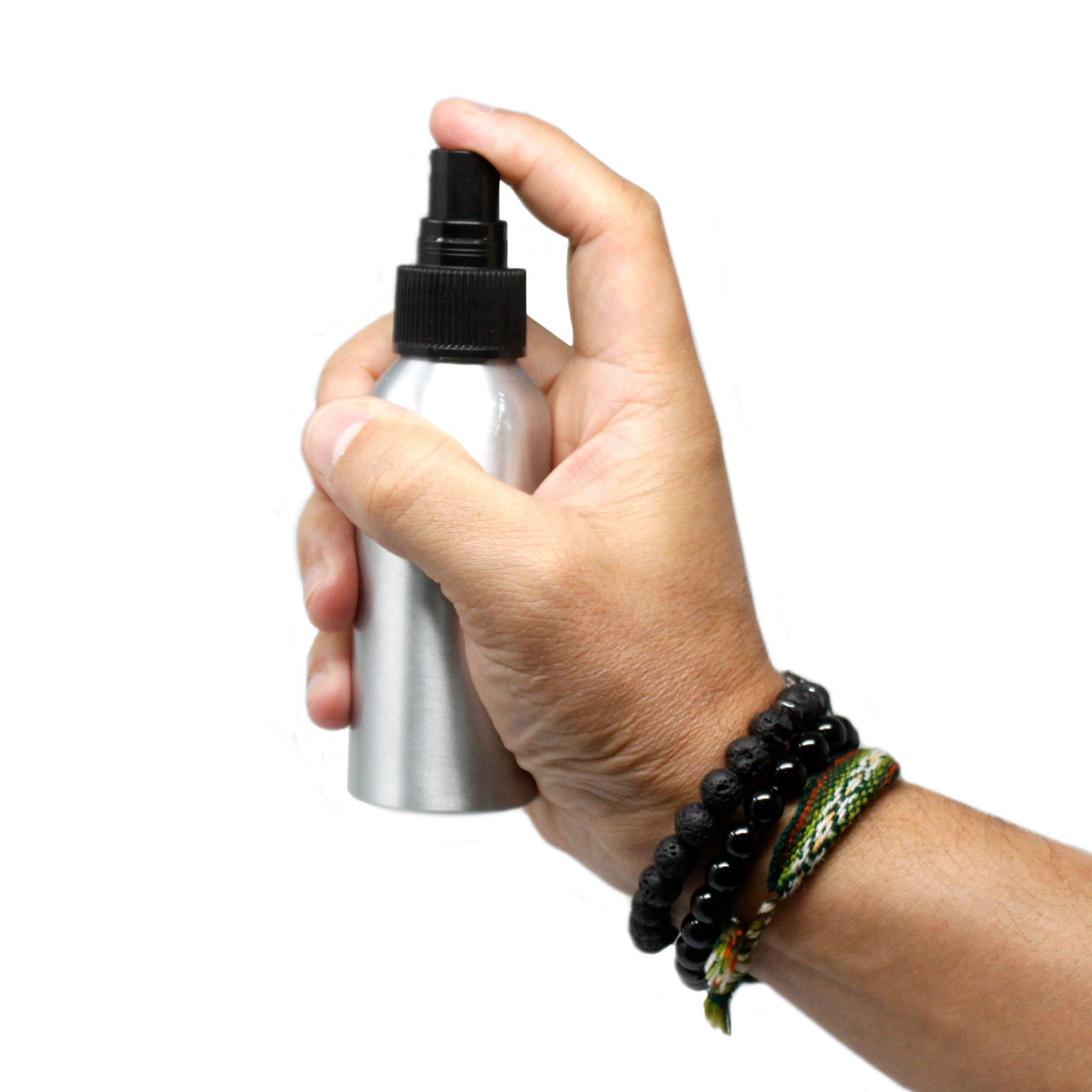 100ml Aluminium Bottle with Black Spray Top - Image 3