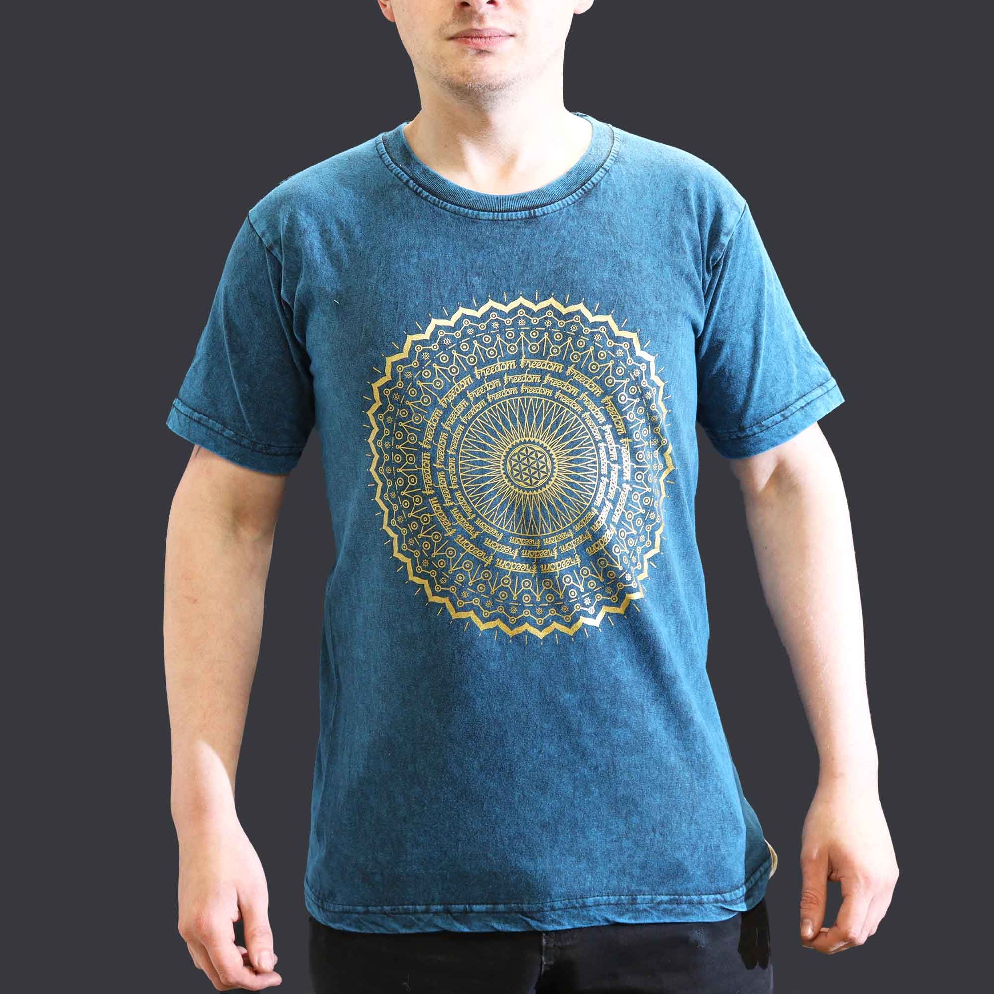 Small Stone Washed T-Shirt - Mandala - Blue - Image 3