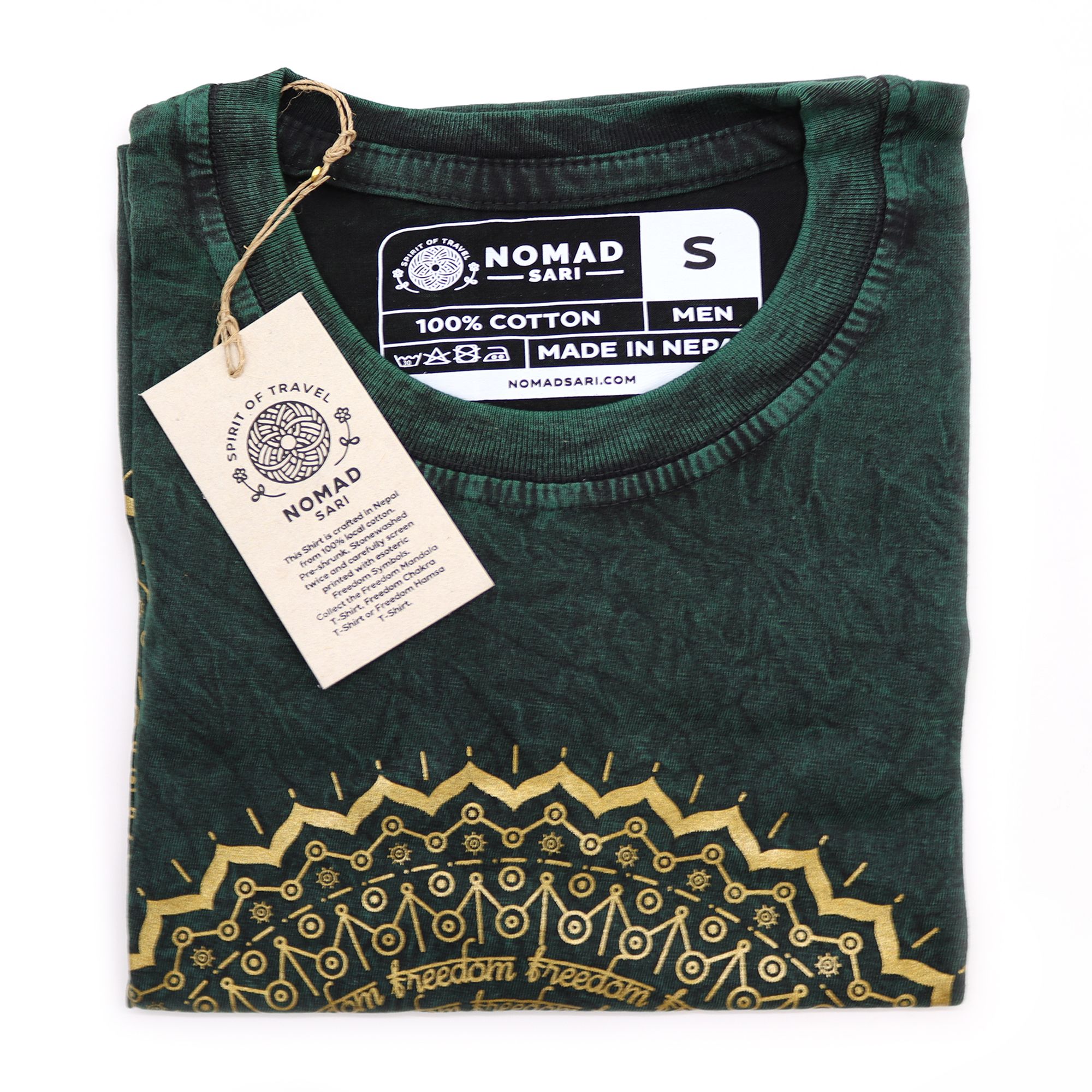 Small Stone Washed T-Shirt - Mandala - Green - Image 2