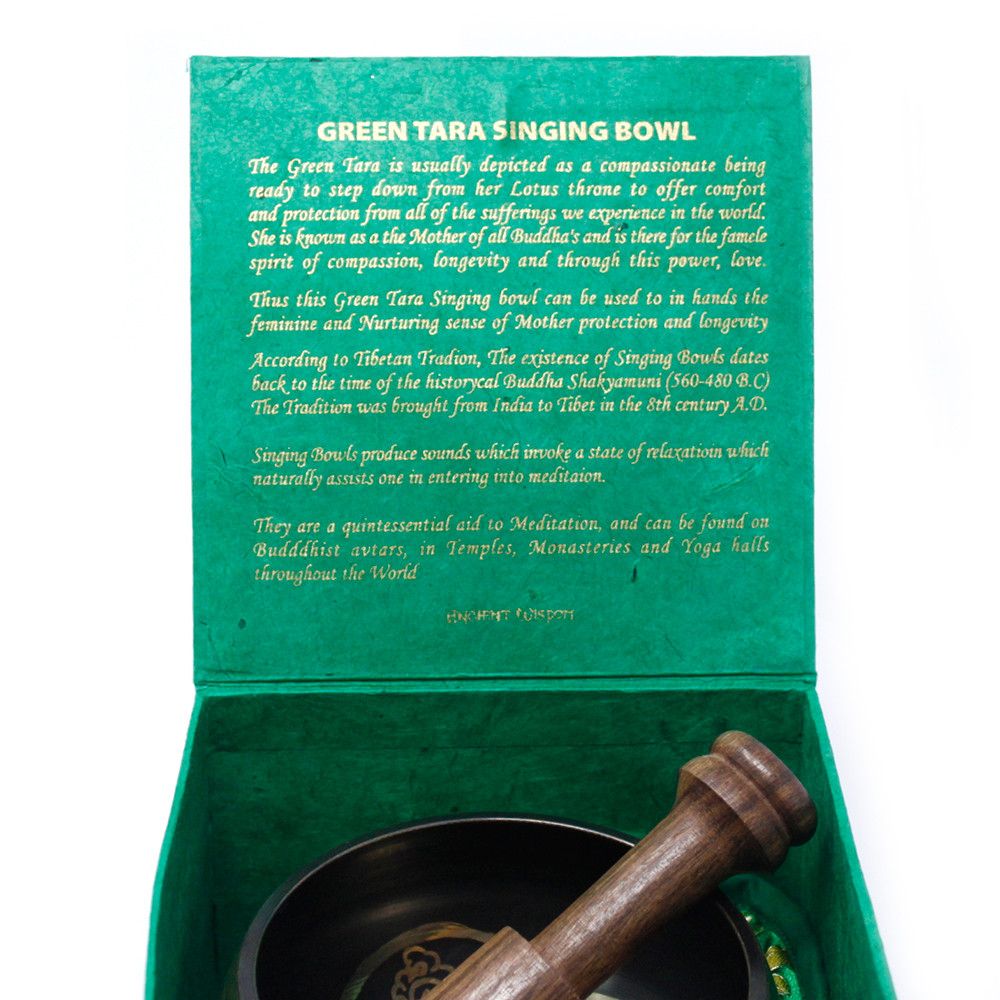 Green Tara Singing Bowl Set 10cm (min 380gm) - Image 4