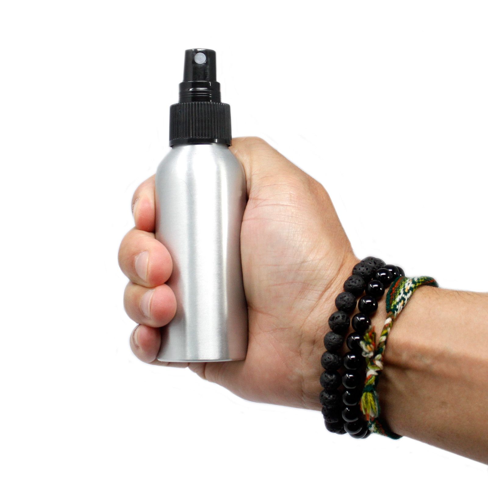 100ml Aluminium Bottle with Black Spray Top - Image 4
