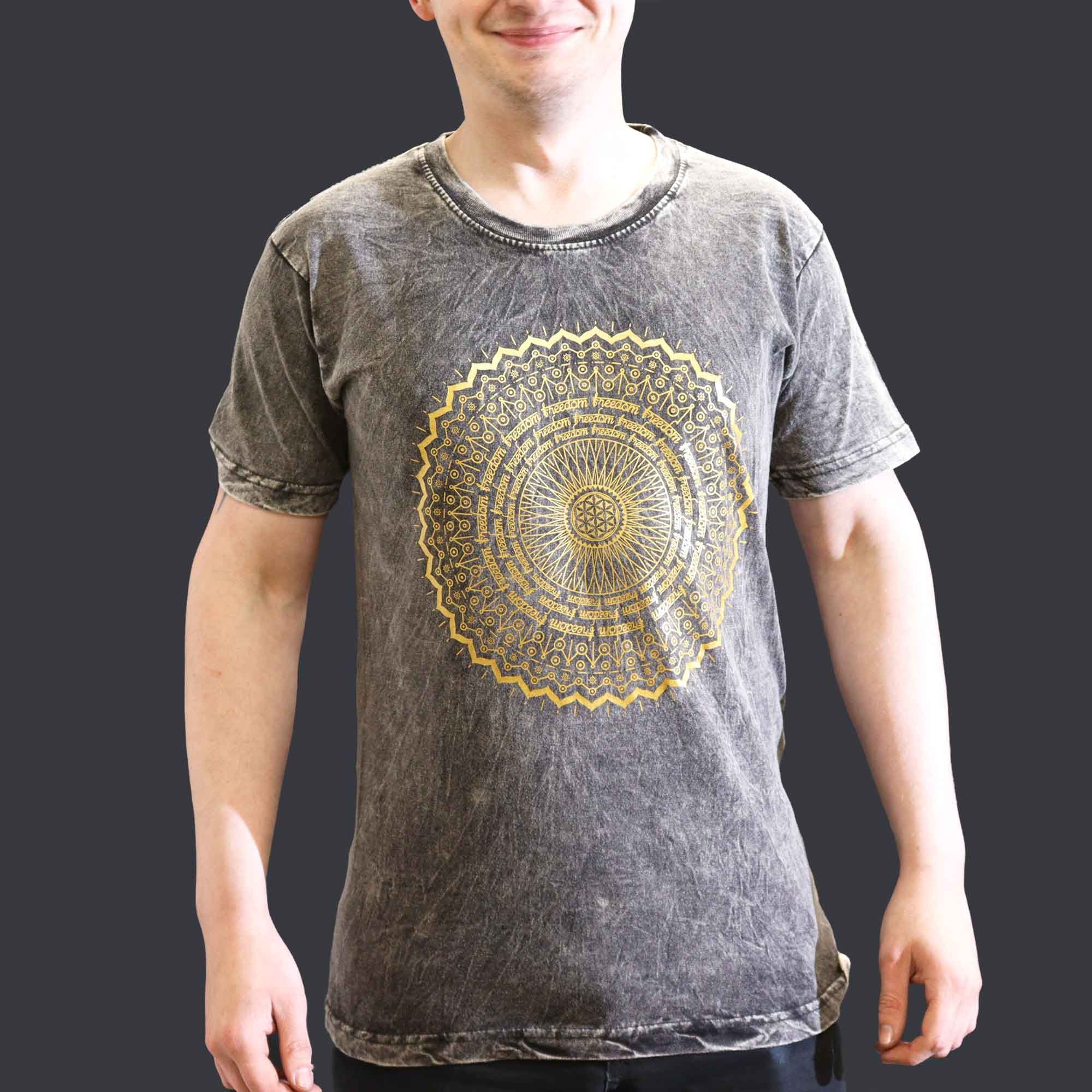 Small Stone Washed T-Shirt - Mandala - Dark Grey - Image 4