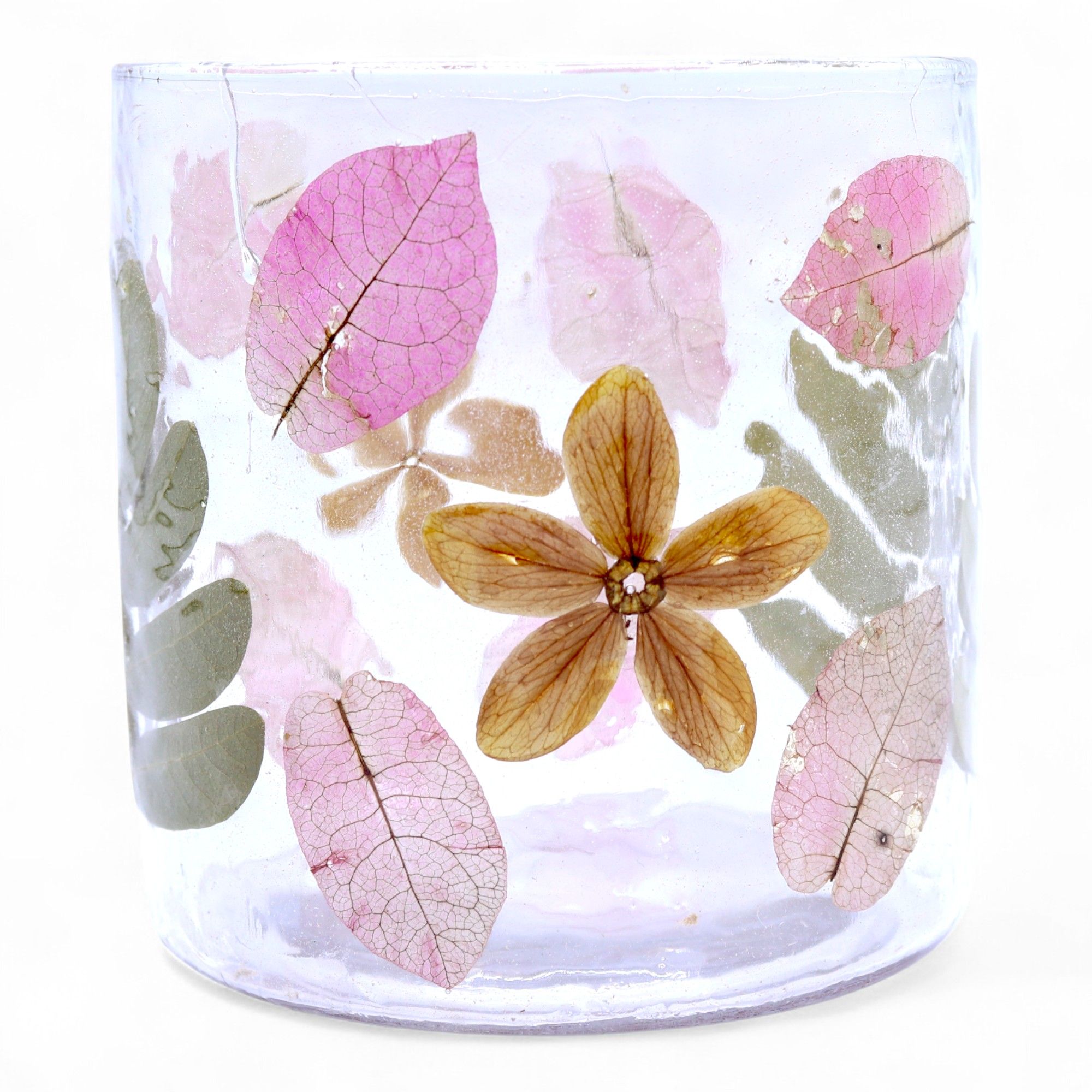 Natural Floral Glass - Straight Candle Holder - Primavera - (8x8cm) - Image 2