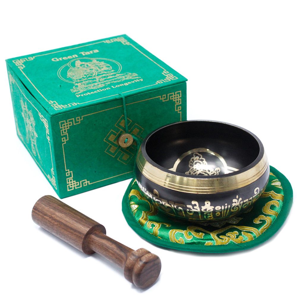 Green Tara Singing Bowl Set 10cm (min 380gm) - Image 5