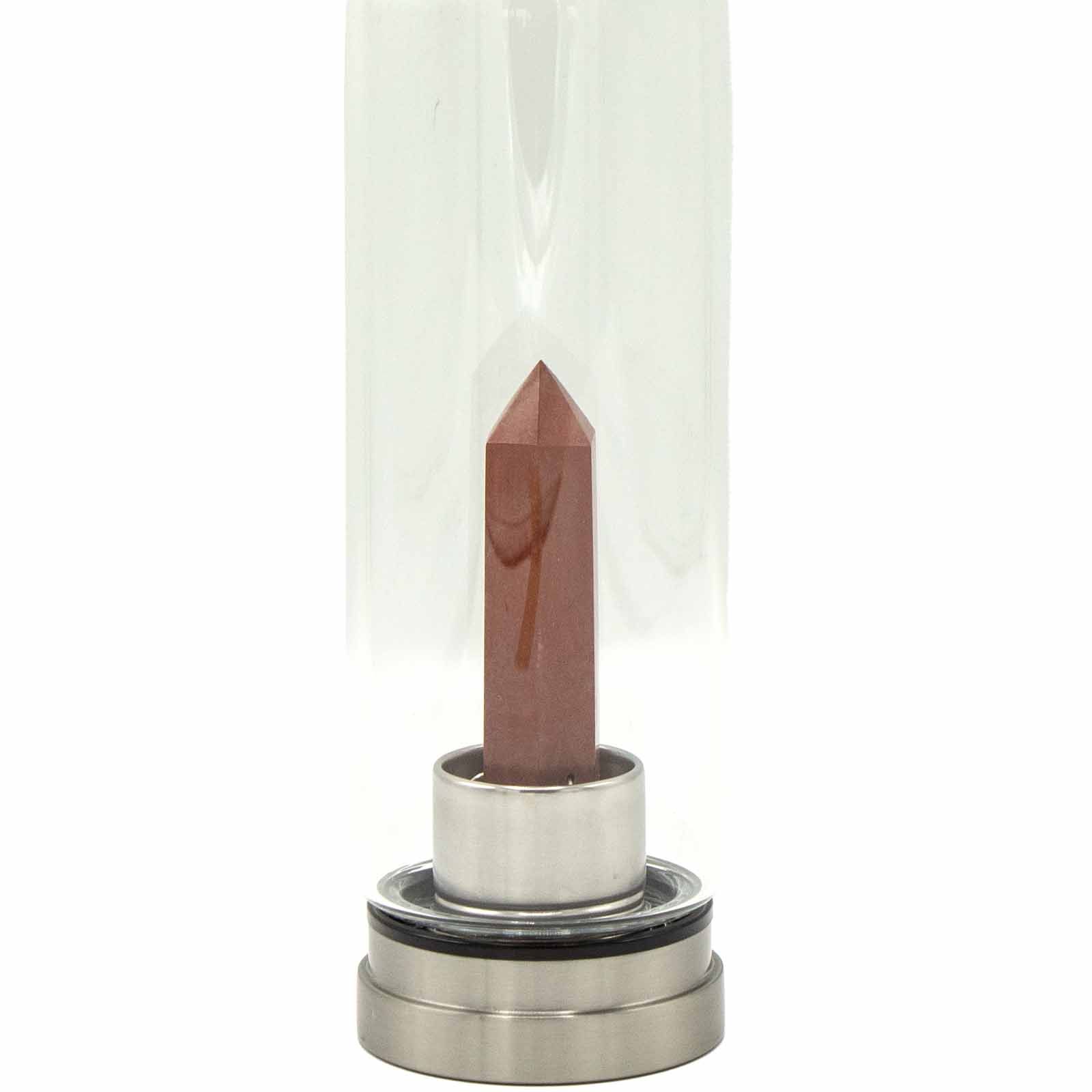 Crystal Infused Glass Water Bottle - Invigorating Red Jasper - Obelisk - Image 2