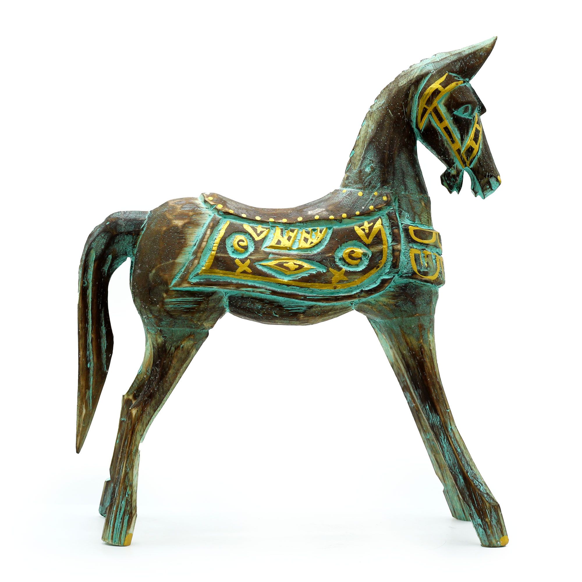 Large Gold & Turquoise Horse 32 cm - Image 2