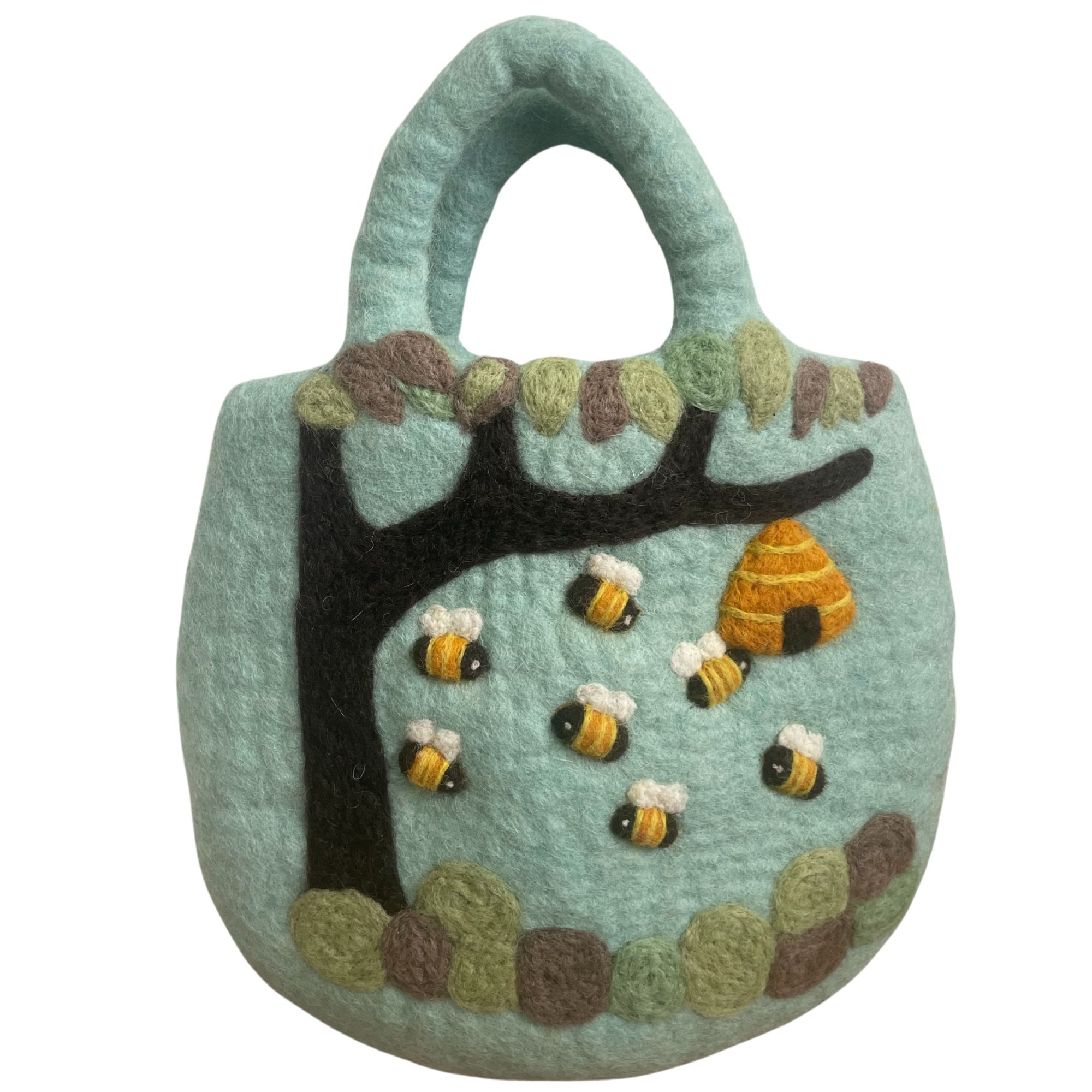 Tree and Beehive Felted Bag - Image 4