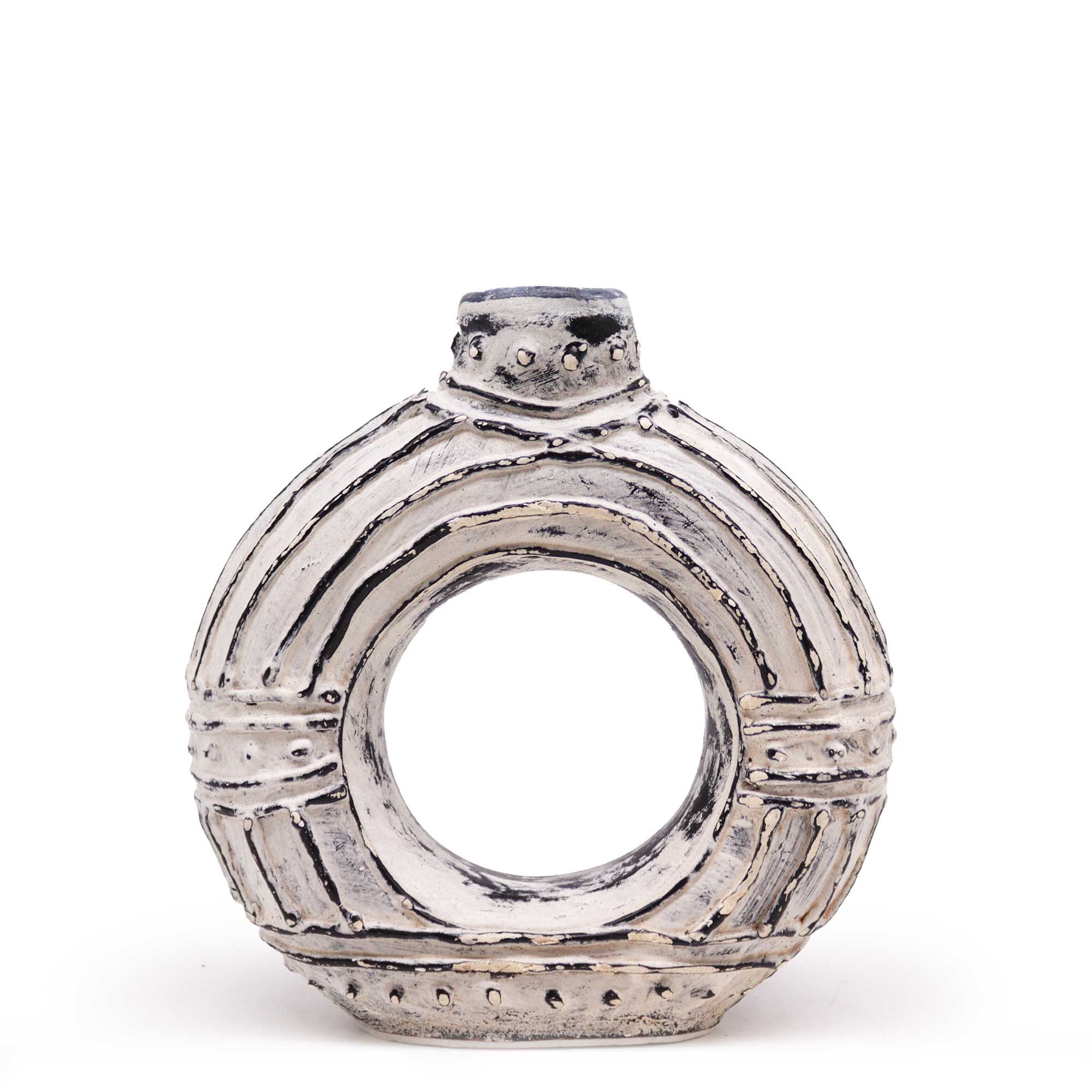 Round Donut Shaped Vase - Cream 18cm - Image 4