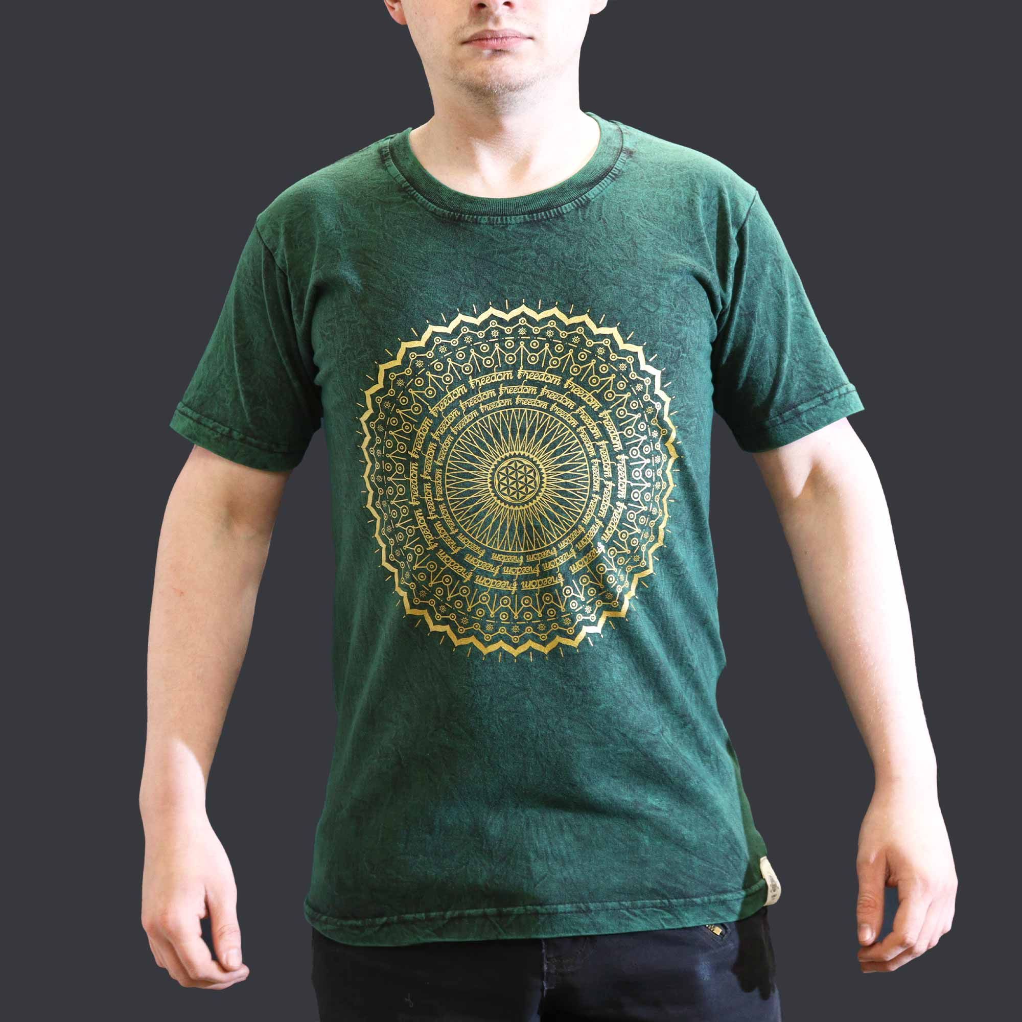 Small Stone Washed T-Shirt - Mandala - Green - Image 3