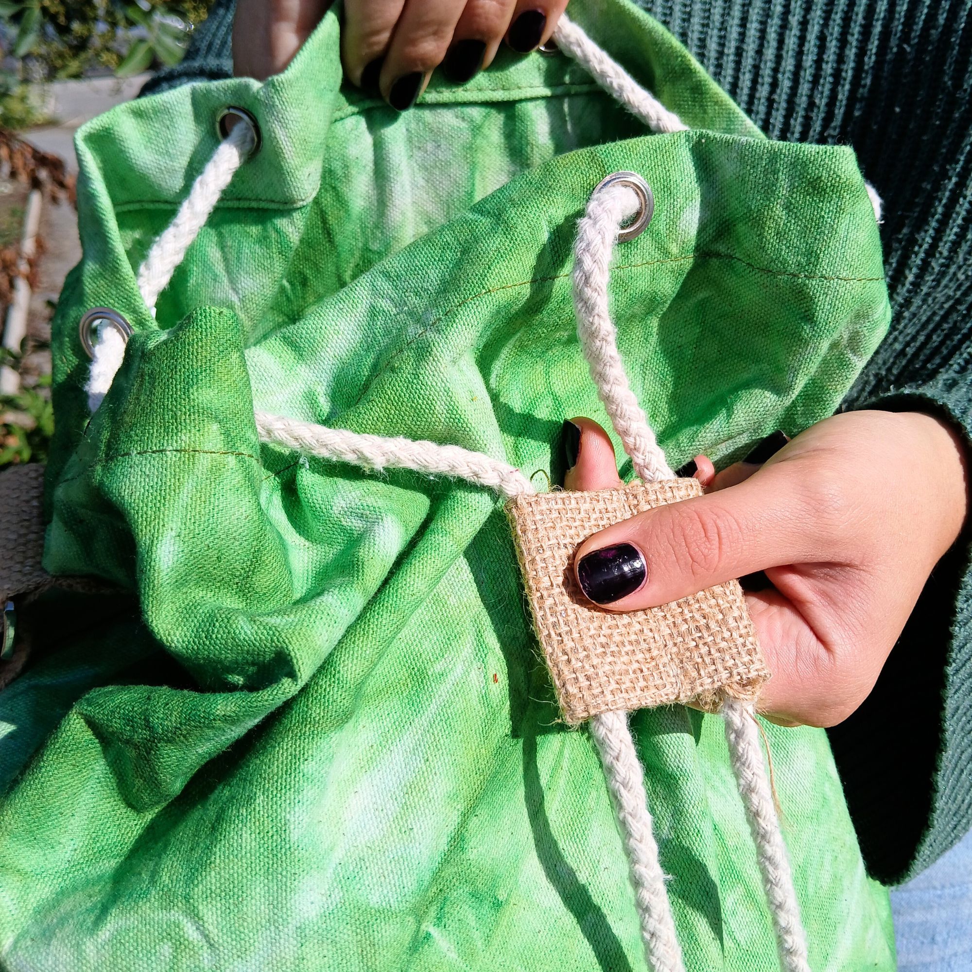 All Natural Backpack - Green Stonewash - Tree of Life - Image 5