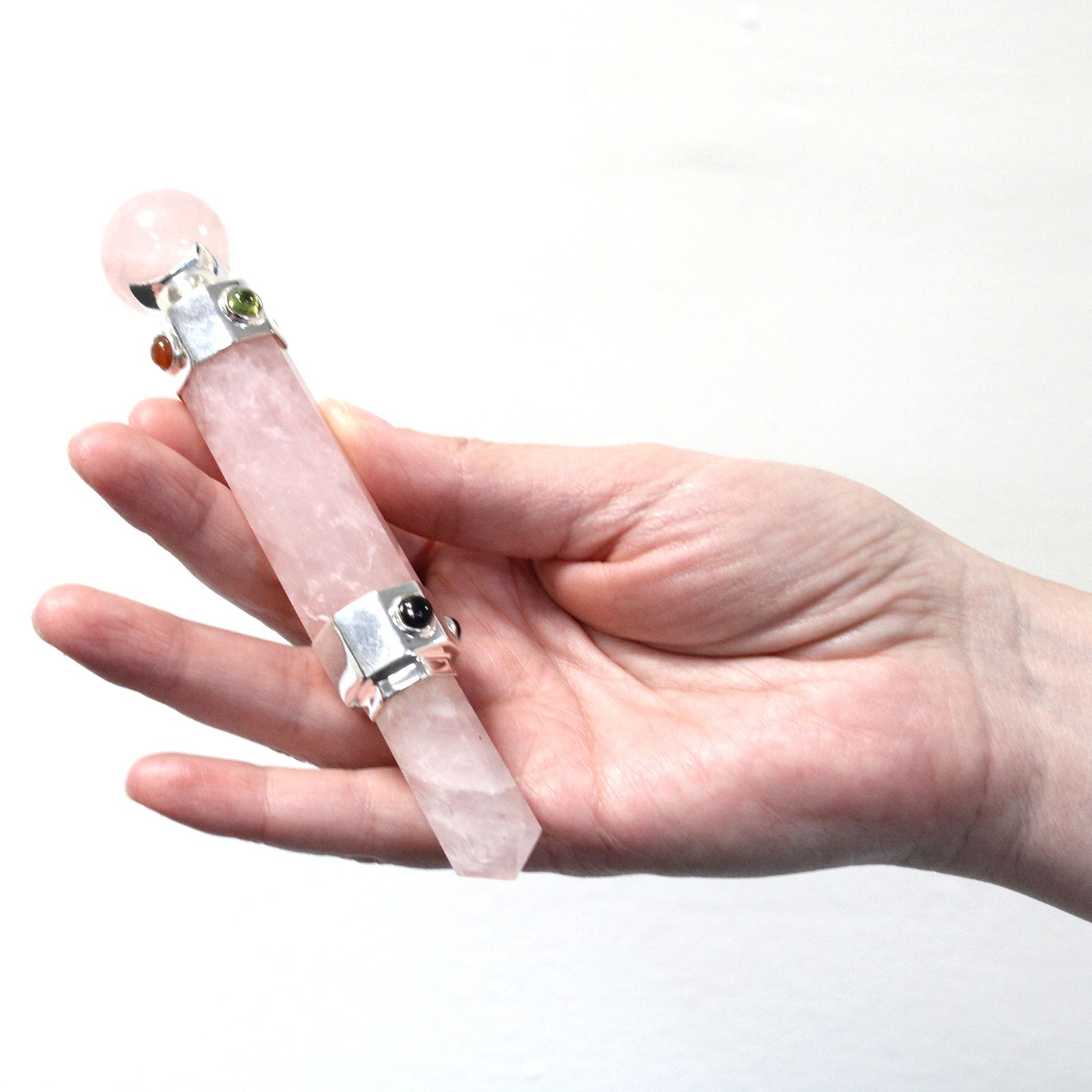 Hexagonal Crystal Healing Wand - 12cm - Rose Quartz - Image 2