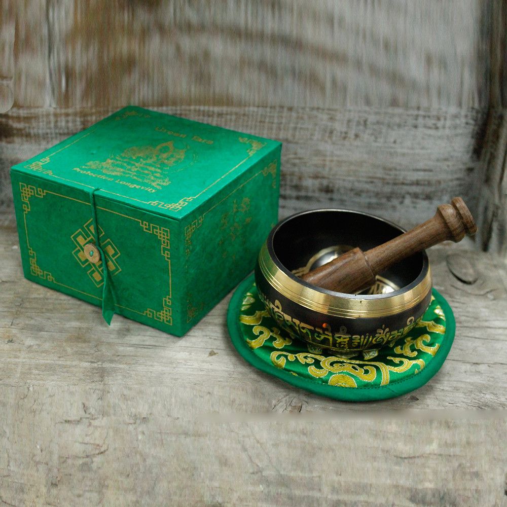 Green Tara Singing Bowl Set 10cm (min 380gm) - Image 6