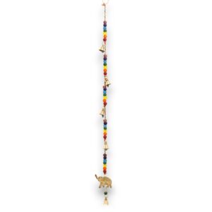 Indian Chimes - Brass Elephant with Chakra Beads String Bells 53cm