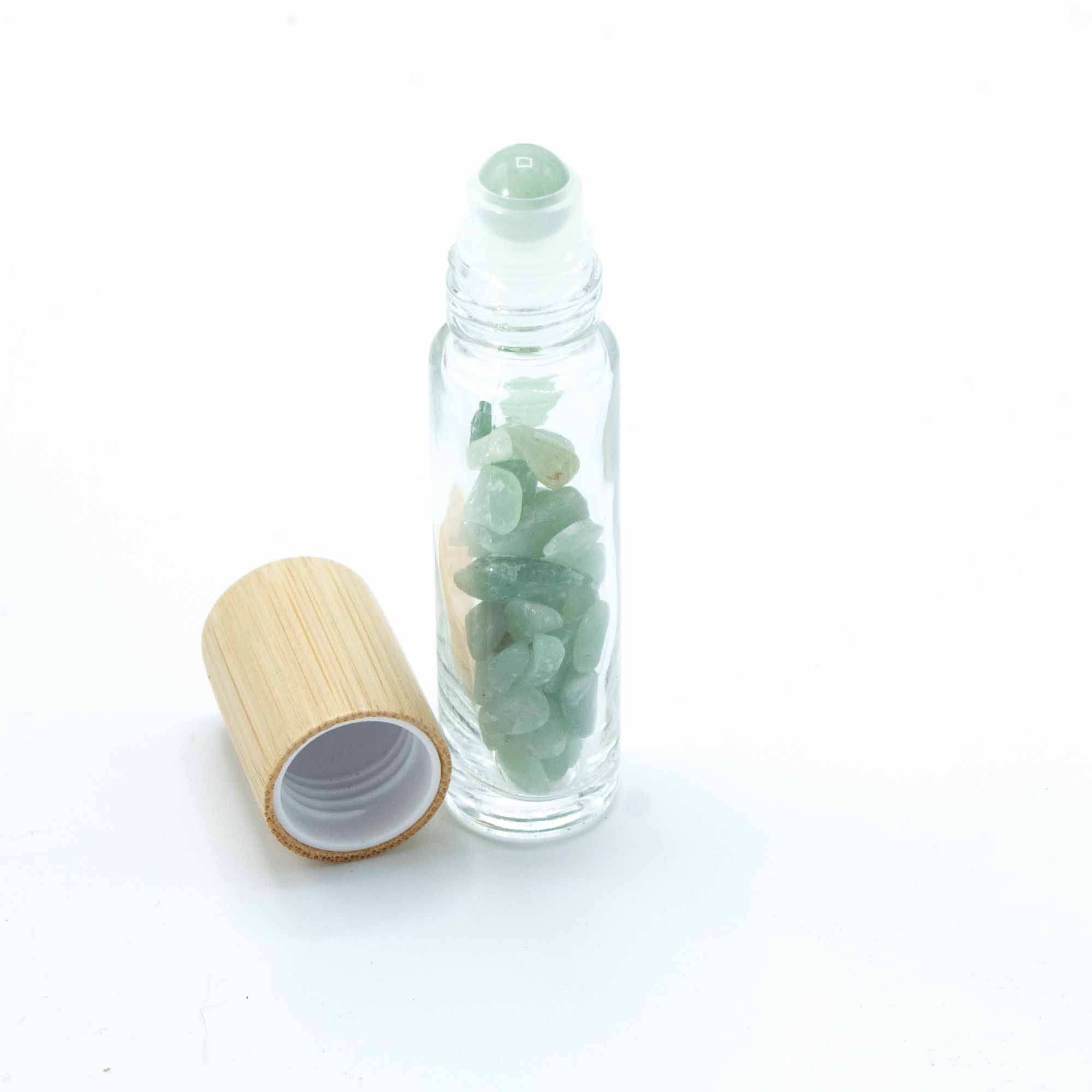 Gemstone Essential Oil Roller Bottle - Aventurine - Wooden Cap - Image 4
