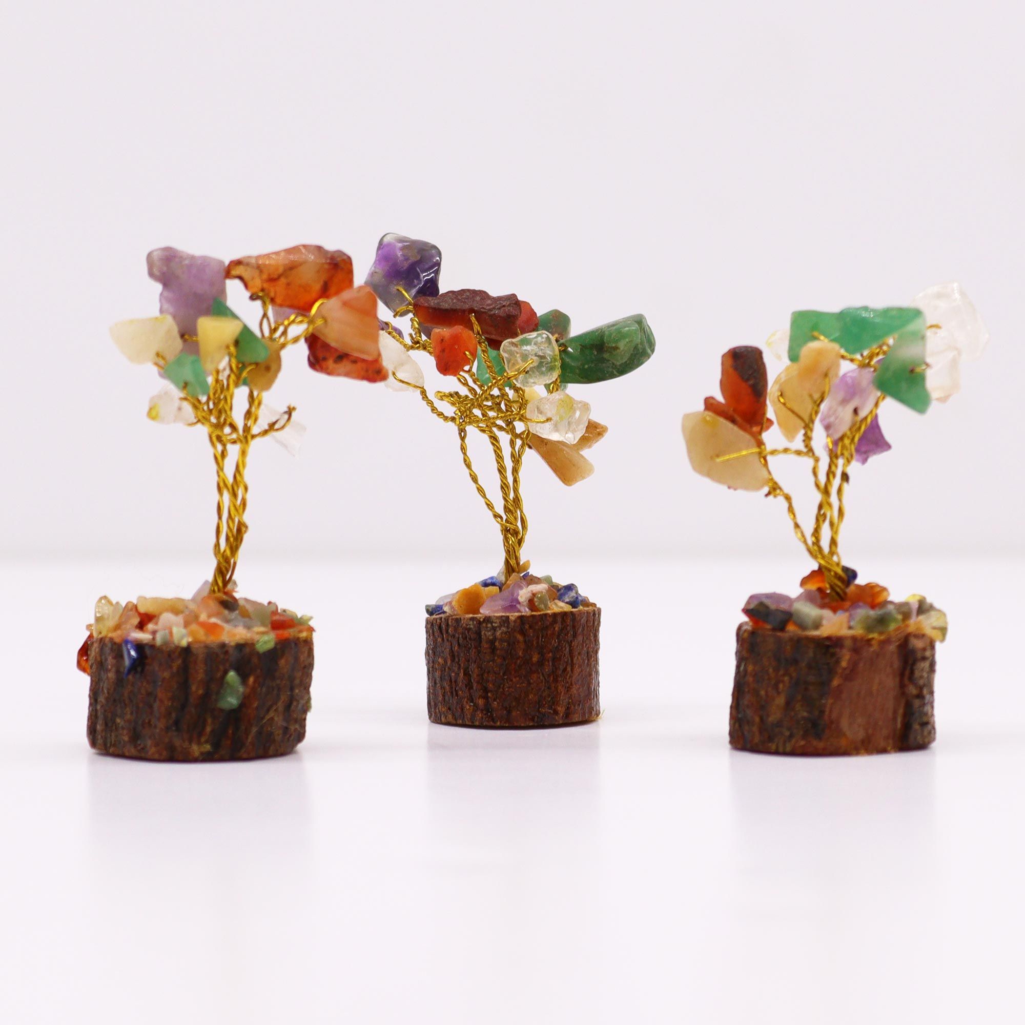 Mini Gemstone Tree On Wood Base - Multi Stones (15 stones) - Image 3