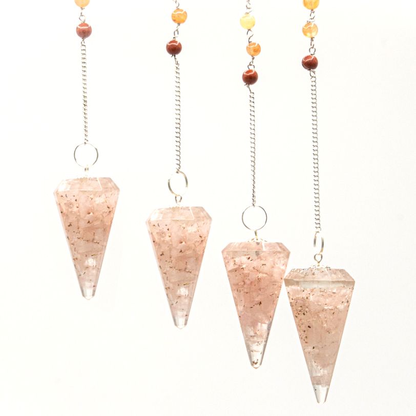 Orgonite Power Chakra Pendulum - Rose Quartz - Image 2