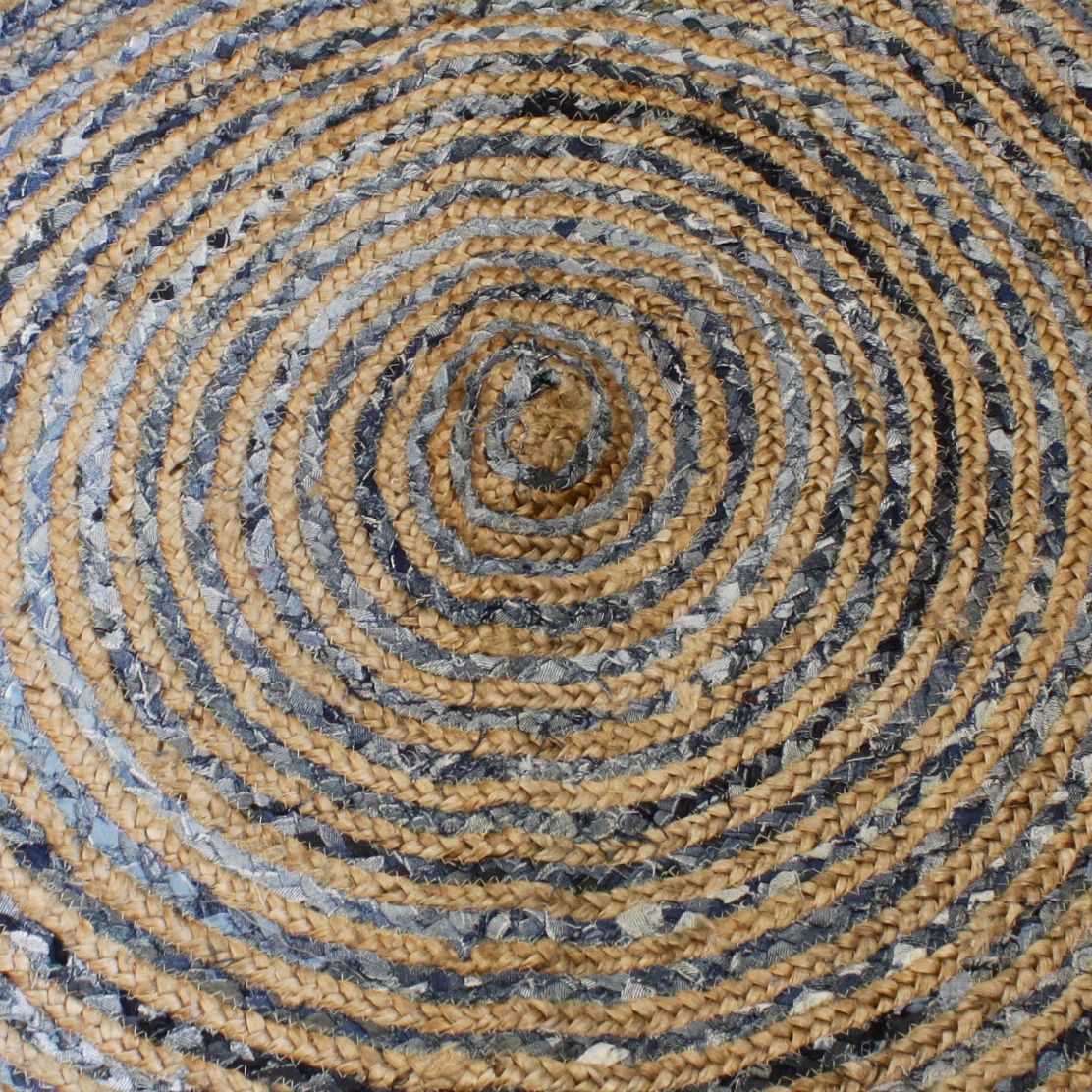 Round Jute and Recycle Denim Rug - 150 cm - Image 2