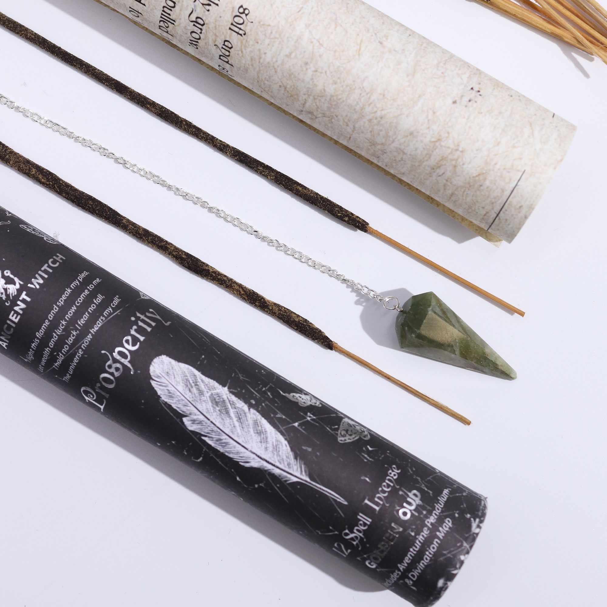 Ancient Witch Spell Incense - Prosperity - Aventurine Pendulum - Image 4