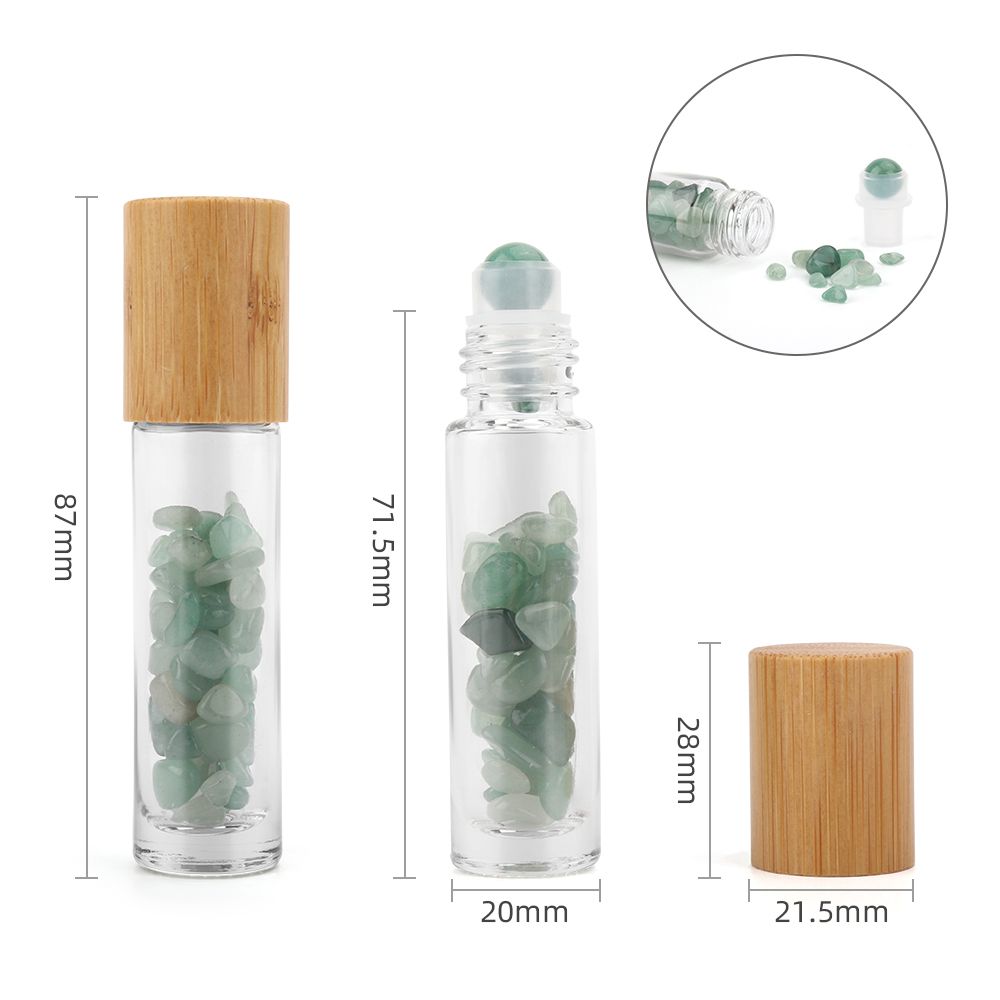 Gemstone Essential Oil Roller Bottle - Aventurine - Wooden Cap - Image 3