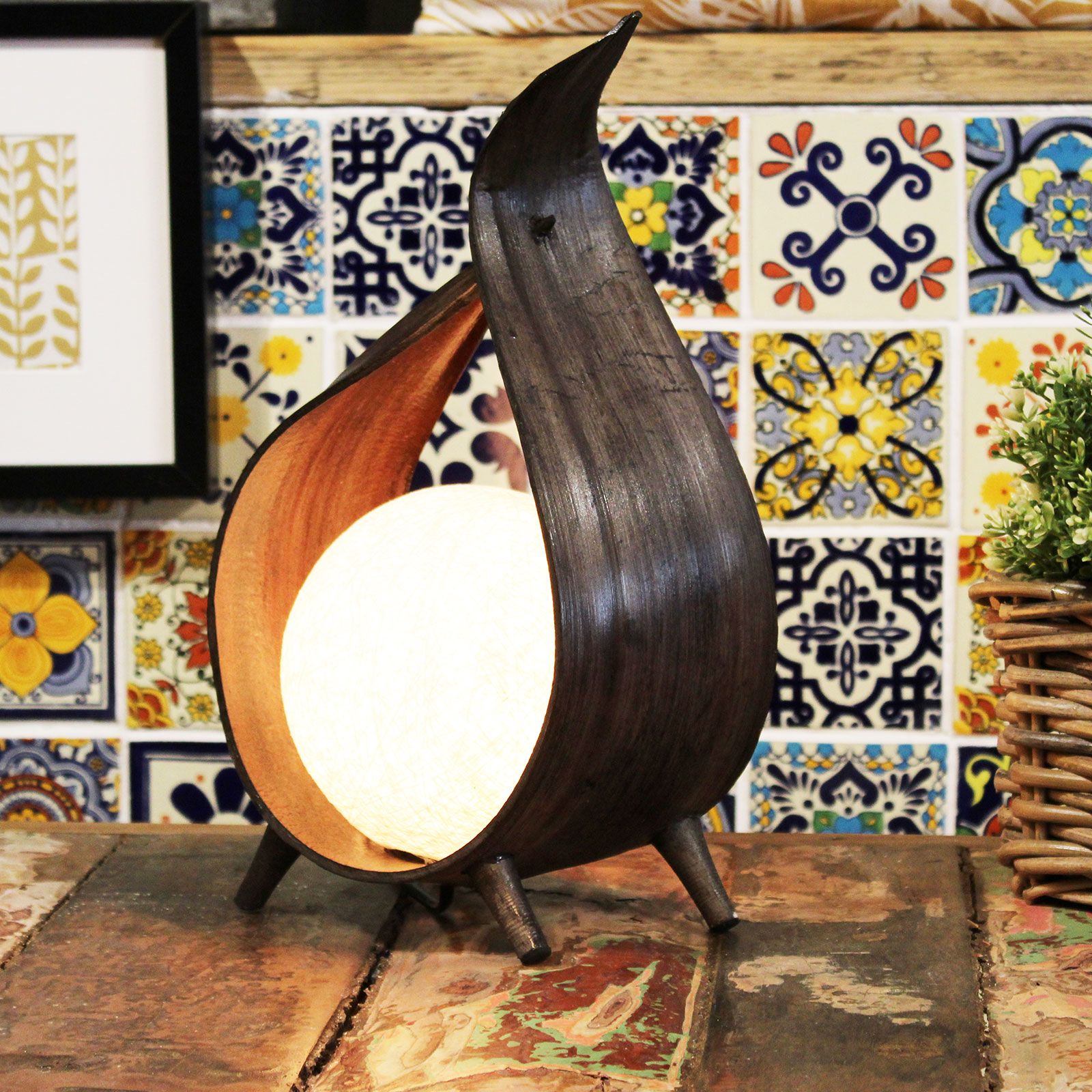 Natural Coconut Lamp - Chocolate Wrapover Twist - Image 3