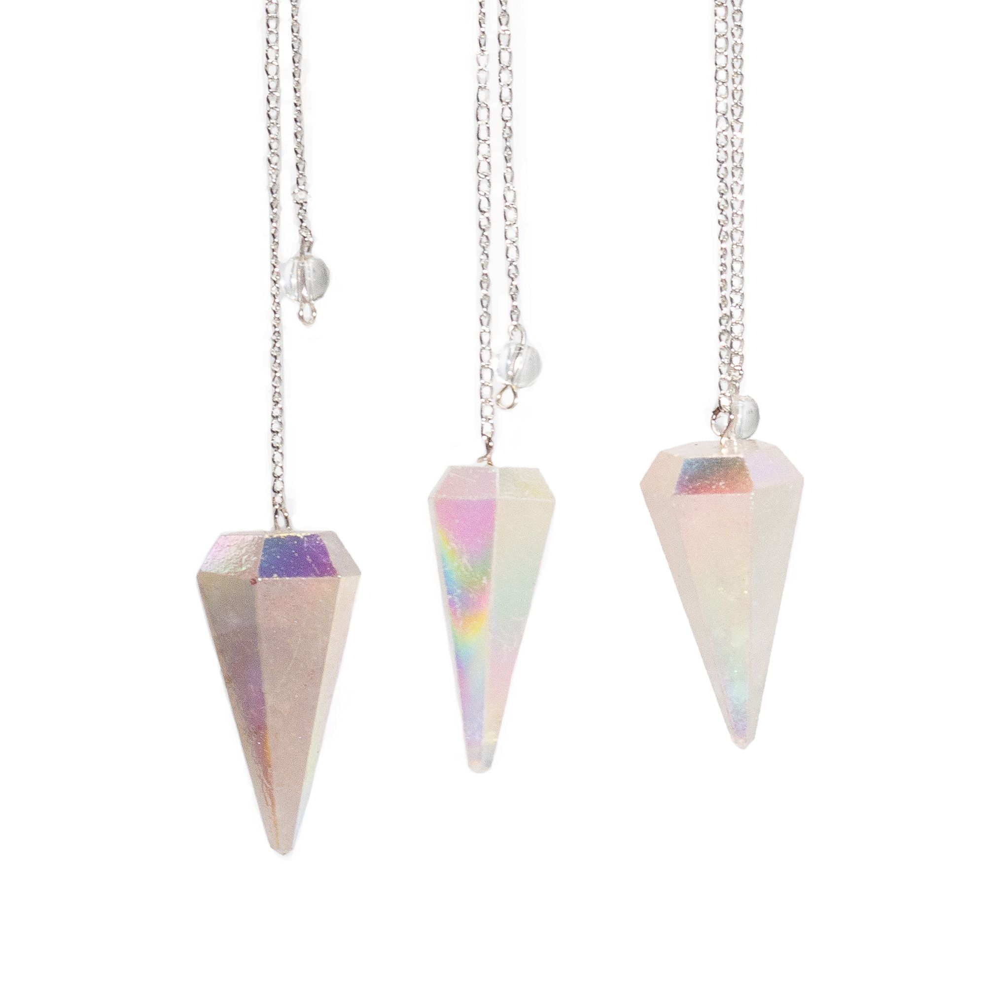 Six Sided Pendulum - Aurora Crysta Angel White - 4cm - Image 3