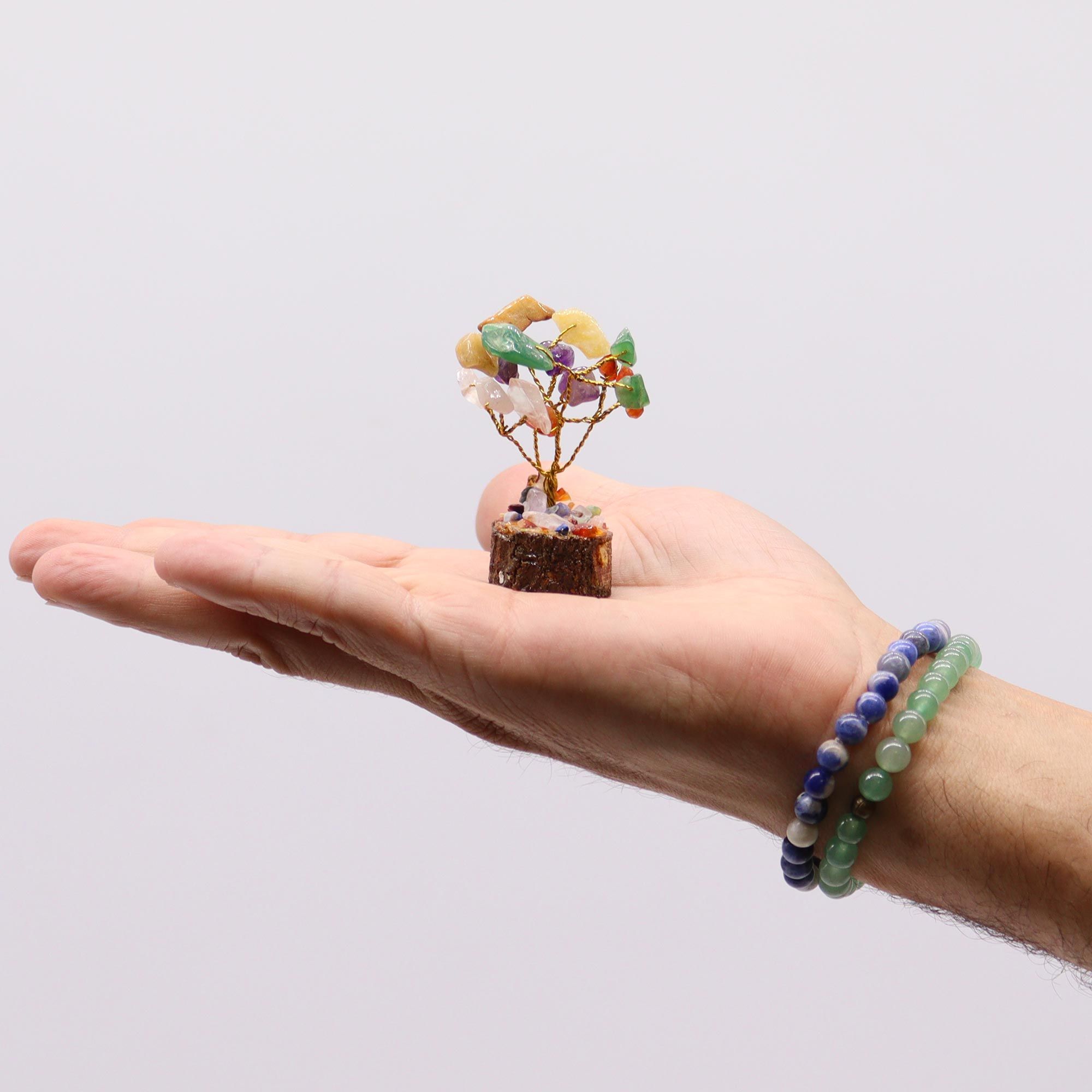 Mini Gemstone Tree On Wood Base - Multi Stones (15 stones) - Image 4