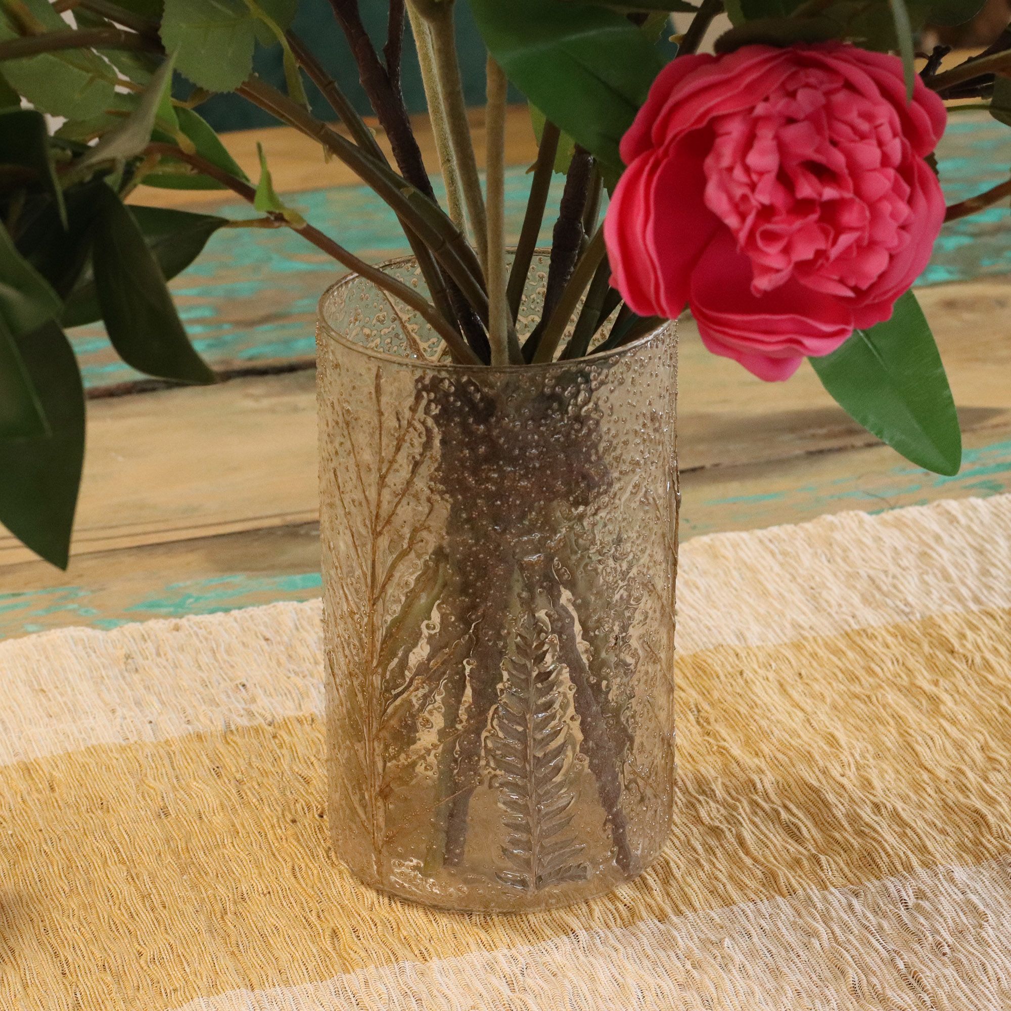 Natural Floral Glass - Tall Vase Candle Holder - Pino - (19x11cm) - Image 4