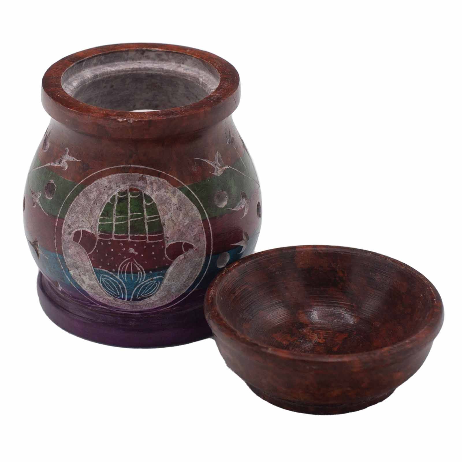 Soapstone Oil Burner 10cm - Hamsa - Five Colours - Image 2