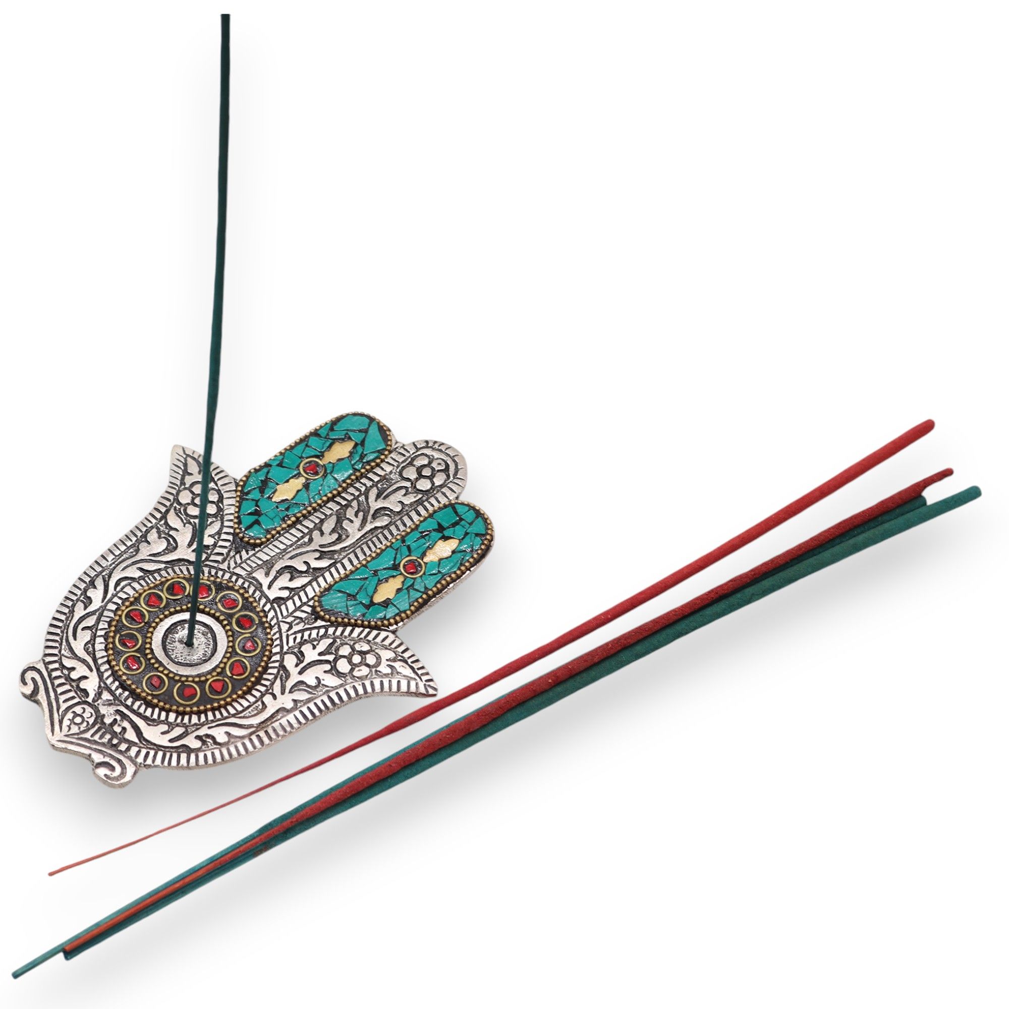 Green Small Hamsa Incense Holder - Image 3