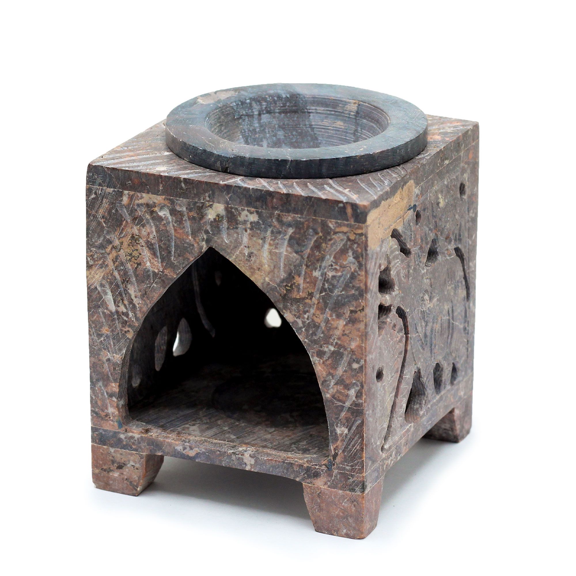 Square Soapstone Oil Burner 10x7.5cm - Elephant - Image 2