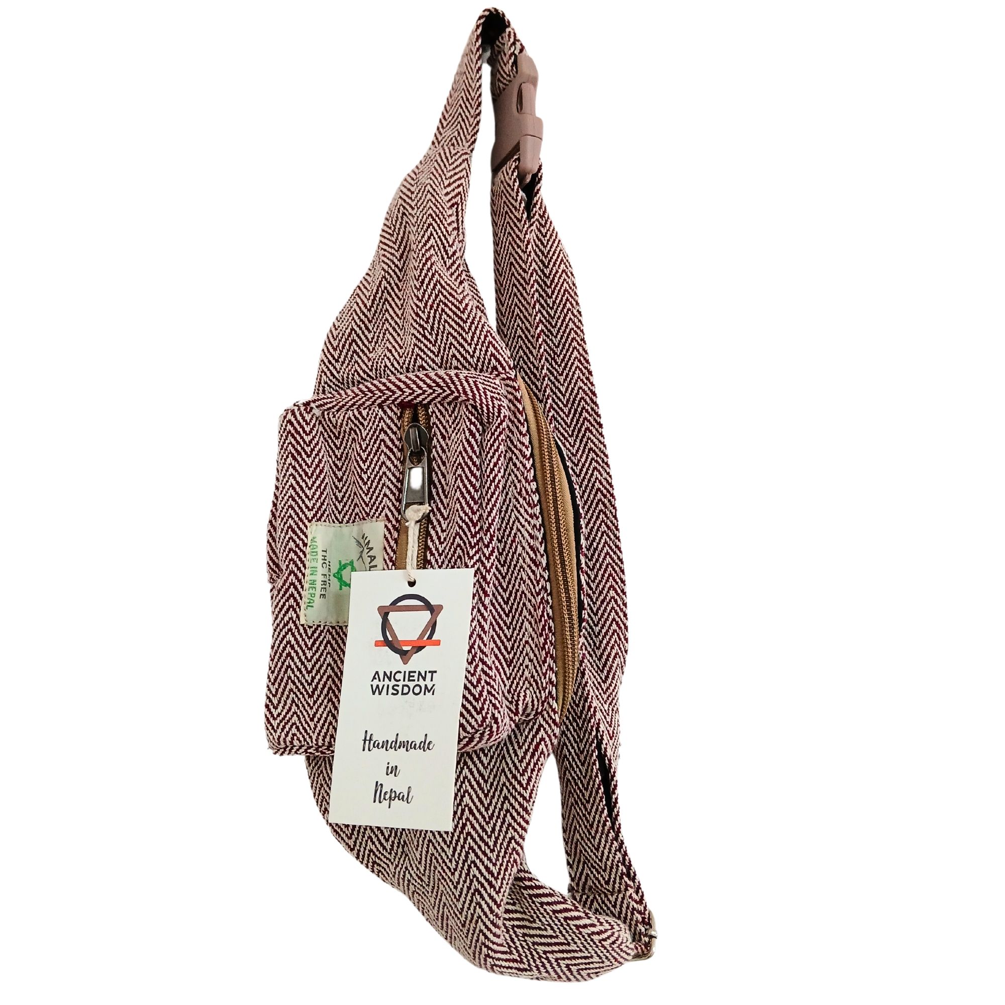 Cotton Hemp Style Belt (or Fanny) Bag - Wine - Image 2