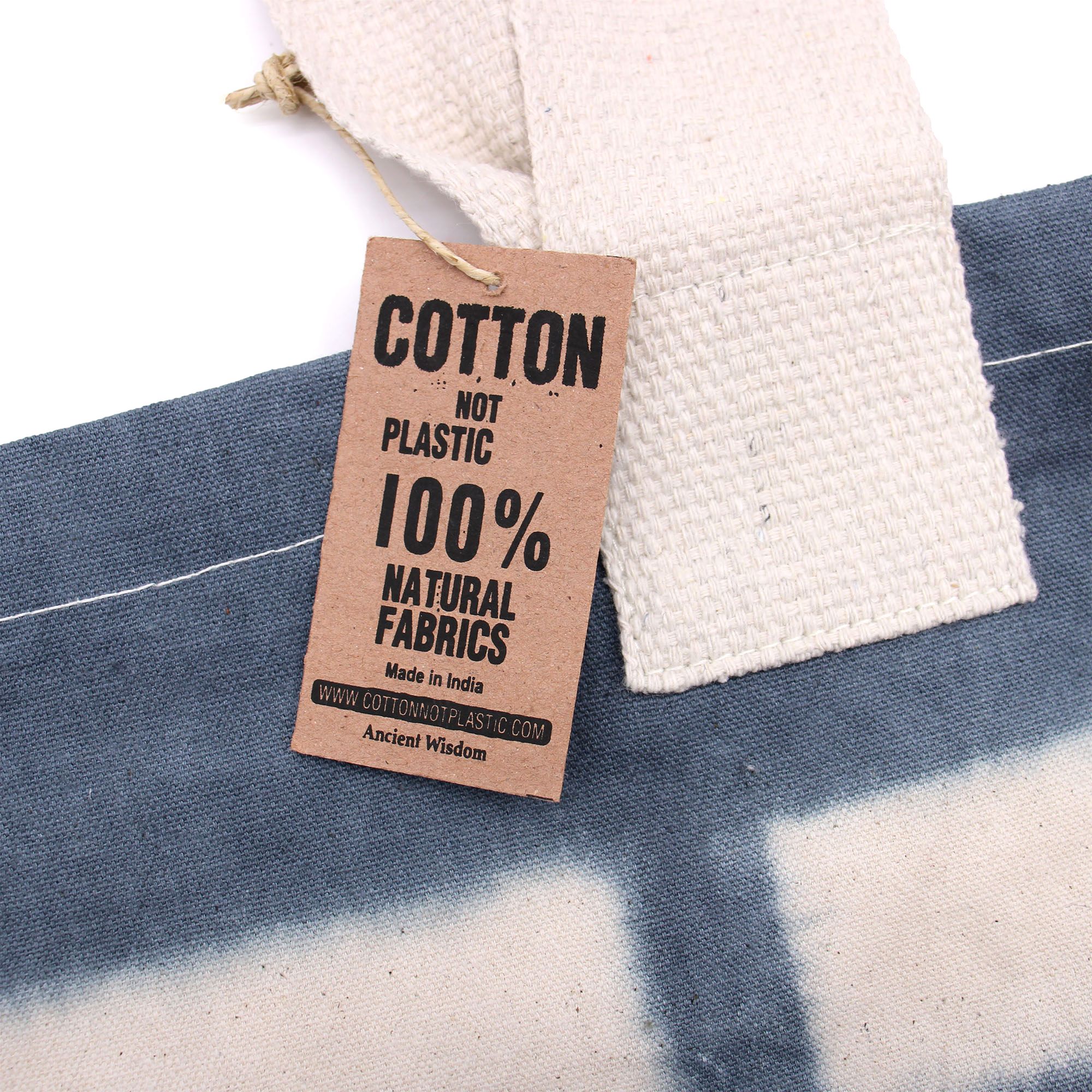 Natural Tye-Dye Cotton Bag (8oz) - 38x42x12cm - Maroon Flower - Pink Handle - Image 2