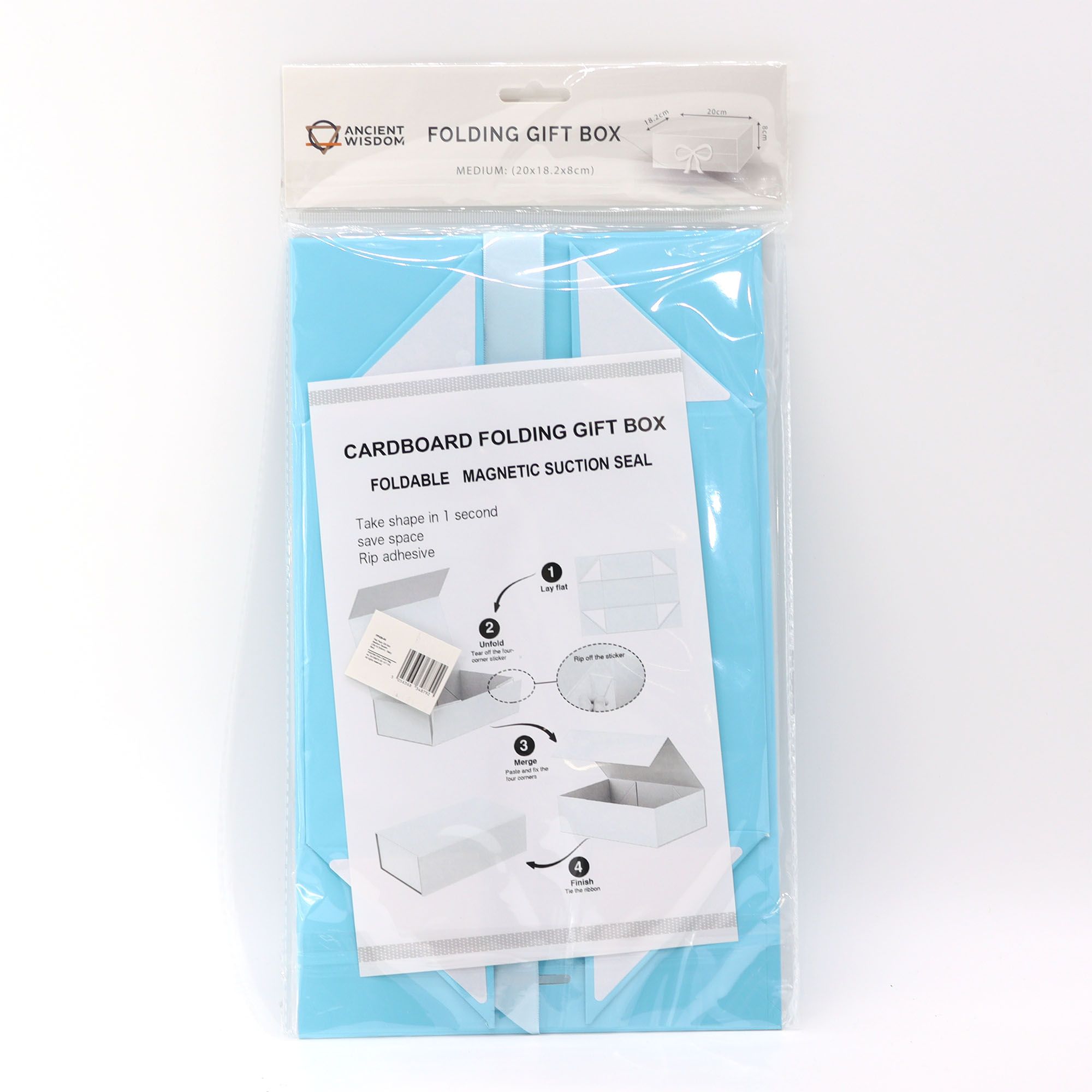 Flat Pack Gift Box - Medium Square (20x18.2x8cm) - Baby Blue - Image 2