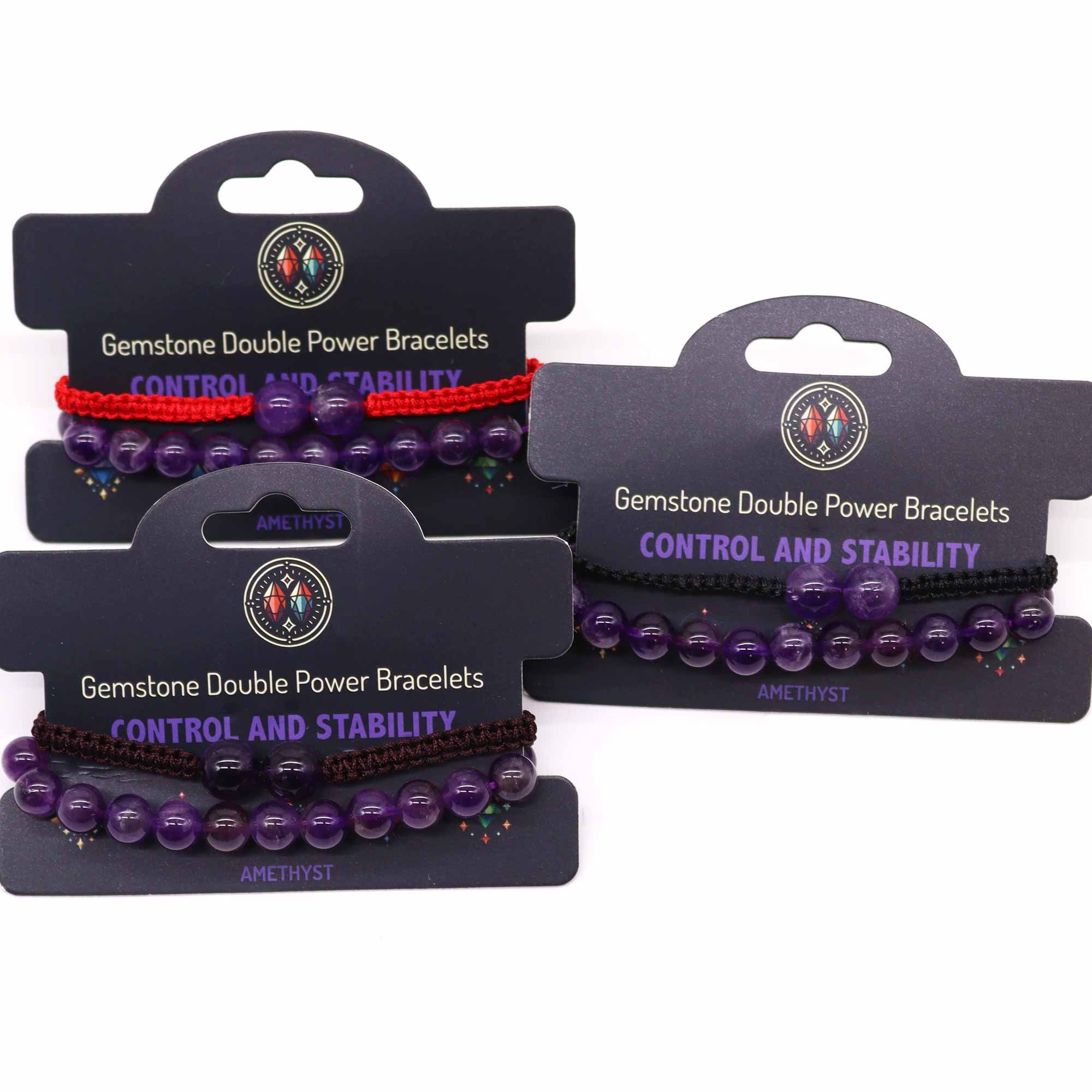 Gemstone Double Power Bracelets- Amethyst - Image 2