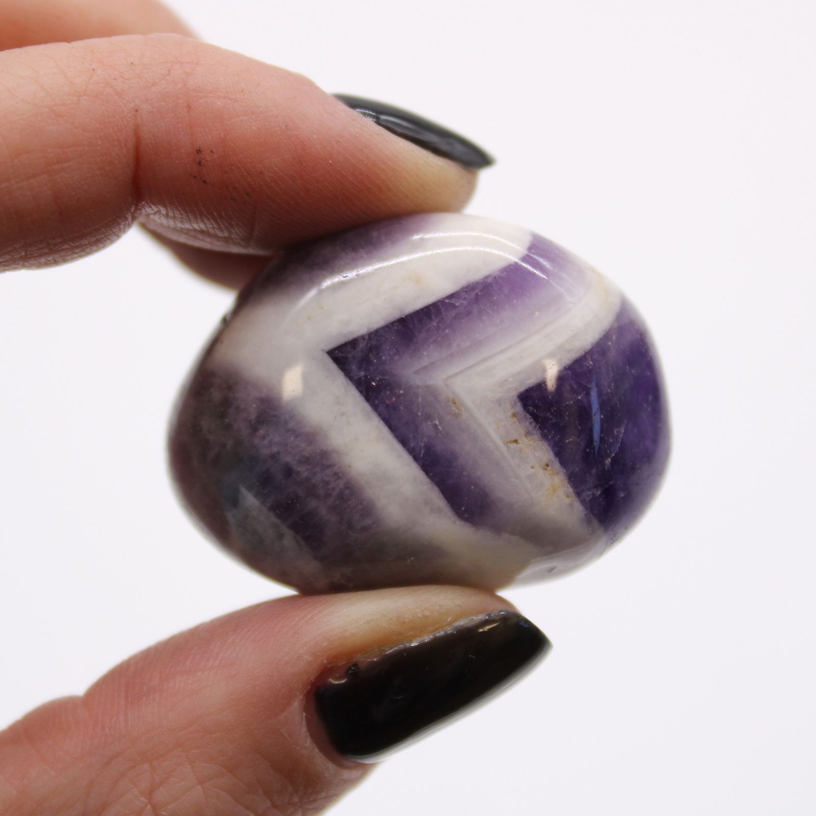 Medium African Tumble Stones - Amethyst - Chevron - Image 3