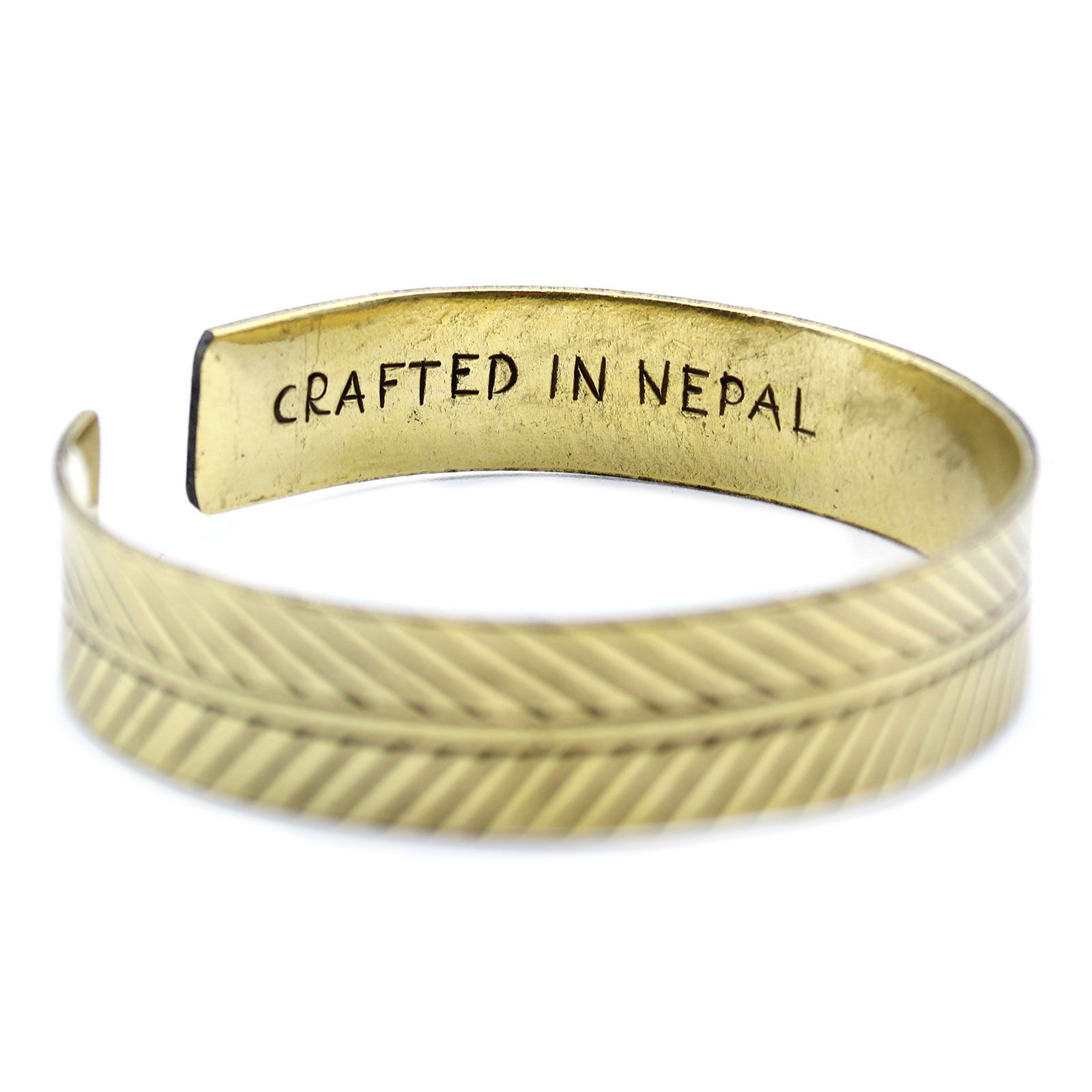 Brass Tibetan Bracelet - Wide Tribal Leaf - Image 2